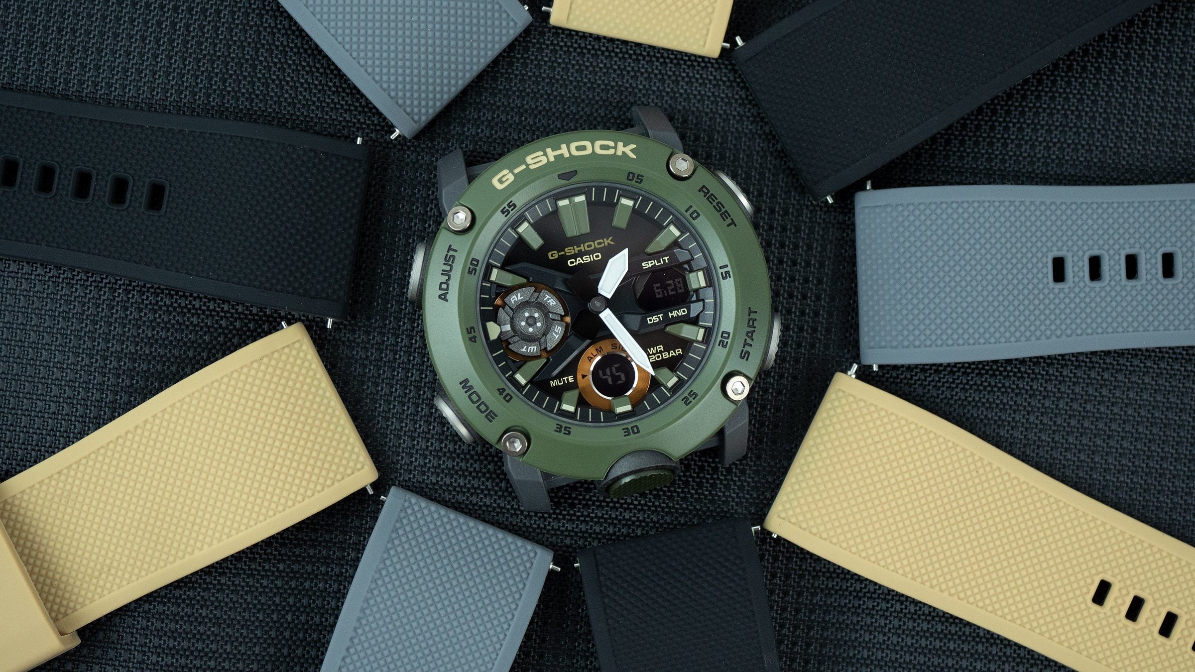 Casio Men's Digital Black and Grey Nylon Strap G-Shock Watch