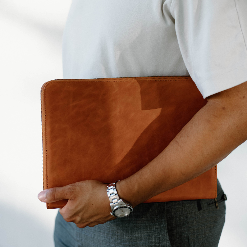 Leather MacBook Sleeve - Sienna