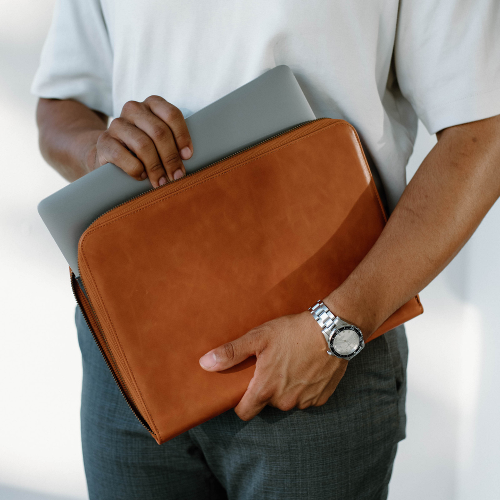 Leather MacBook Sleeve - Sienna