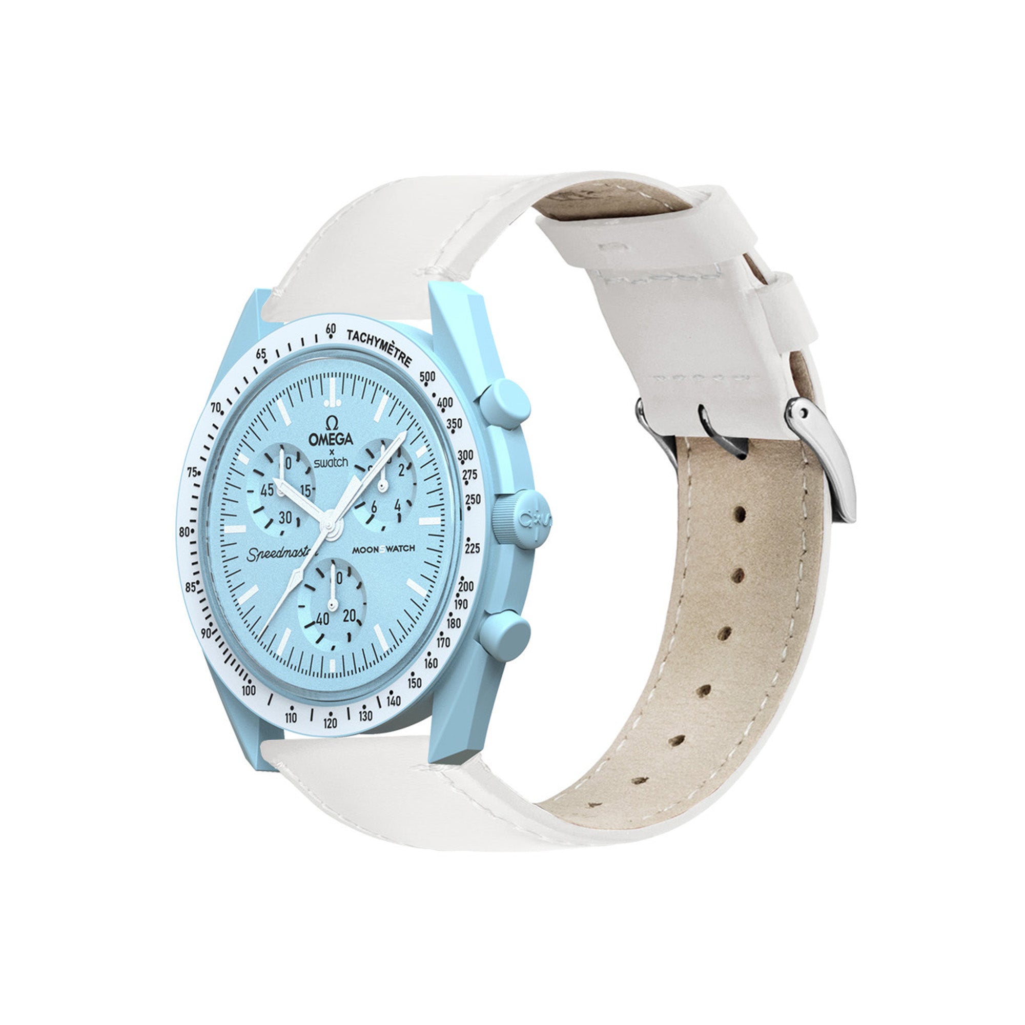 Omega Moonswatch White Leather Stitching Watch Band