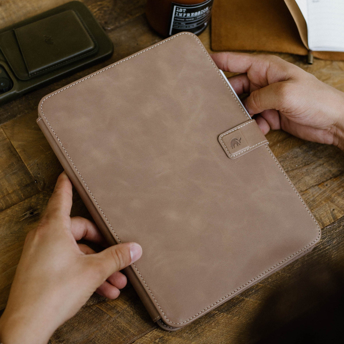 Leather iPad Case - Dune