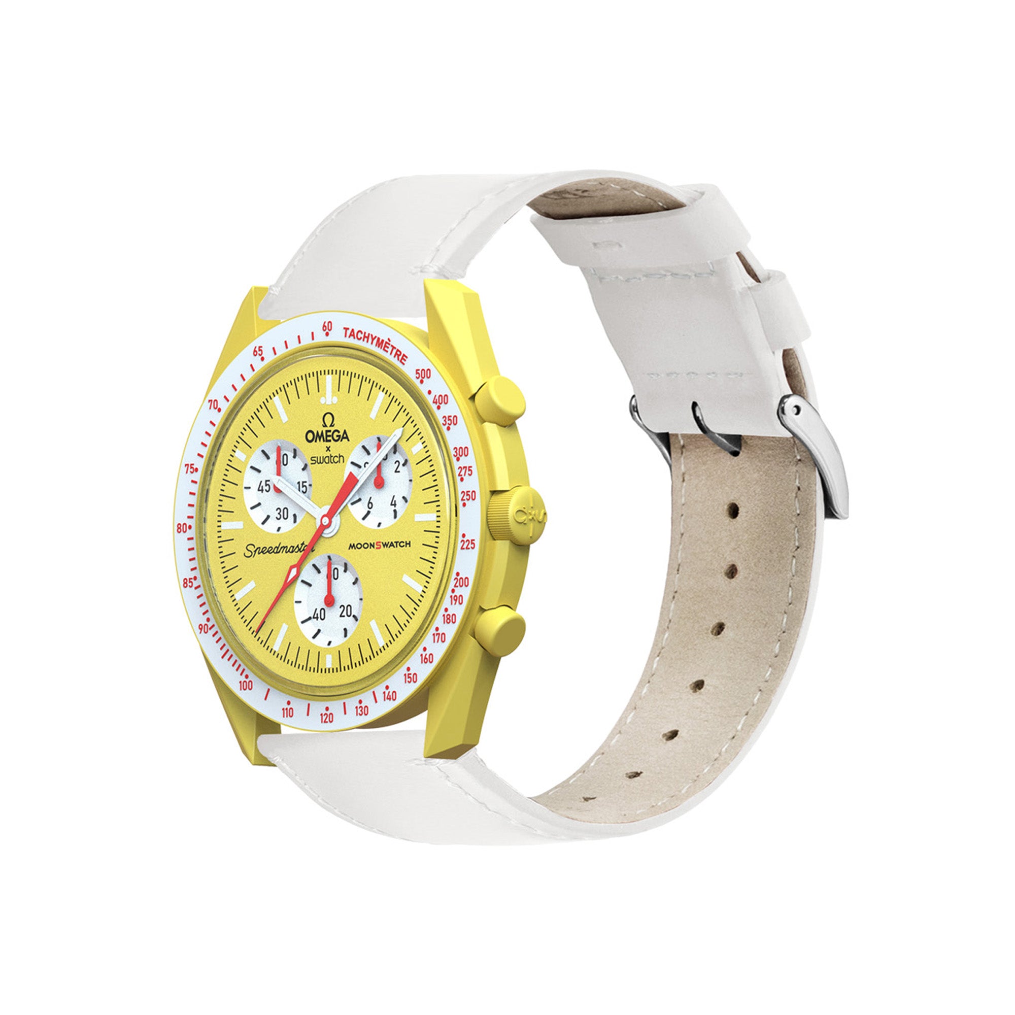 Omega Moonswatch White Leather Stitching Watch Band