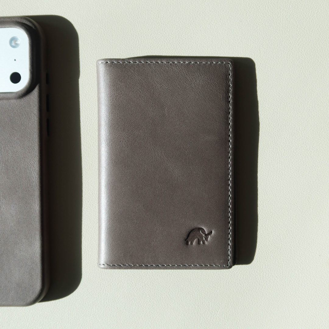 Leather Nav Messenger Wallet - SLATE