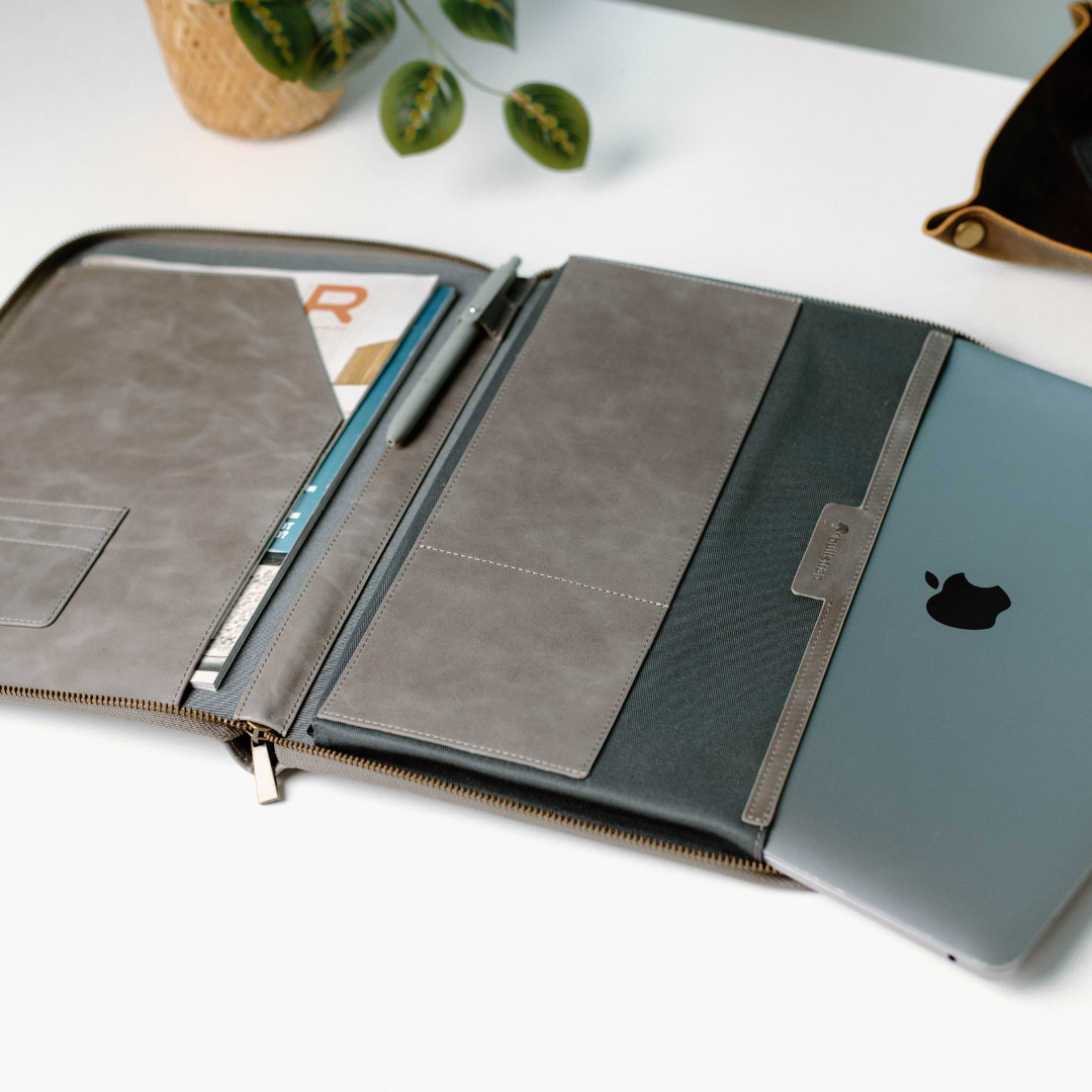 Leather MacBook Sleeve - Slate