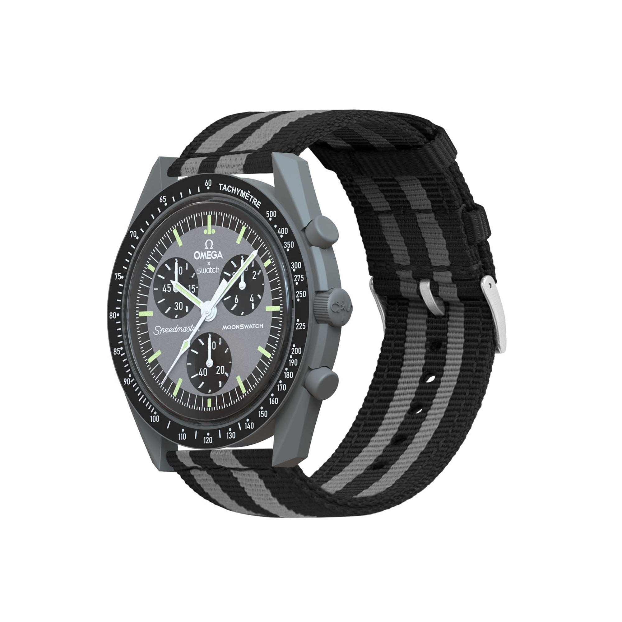 Omega Moonswatch Two Piece NATO® style Black Smoke Bond Watch Band