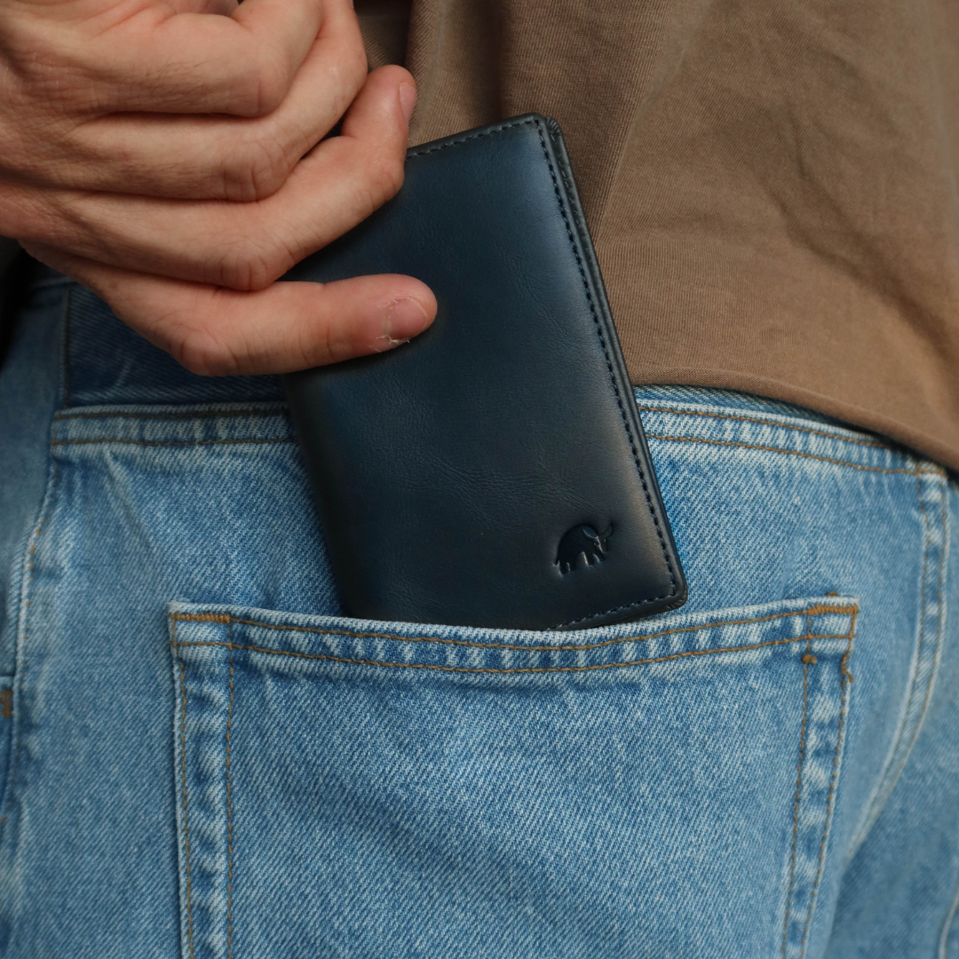 Leather Nav Messenger Wallet - OCEAN