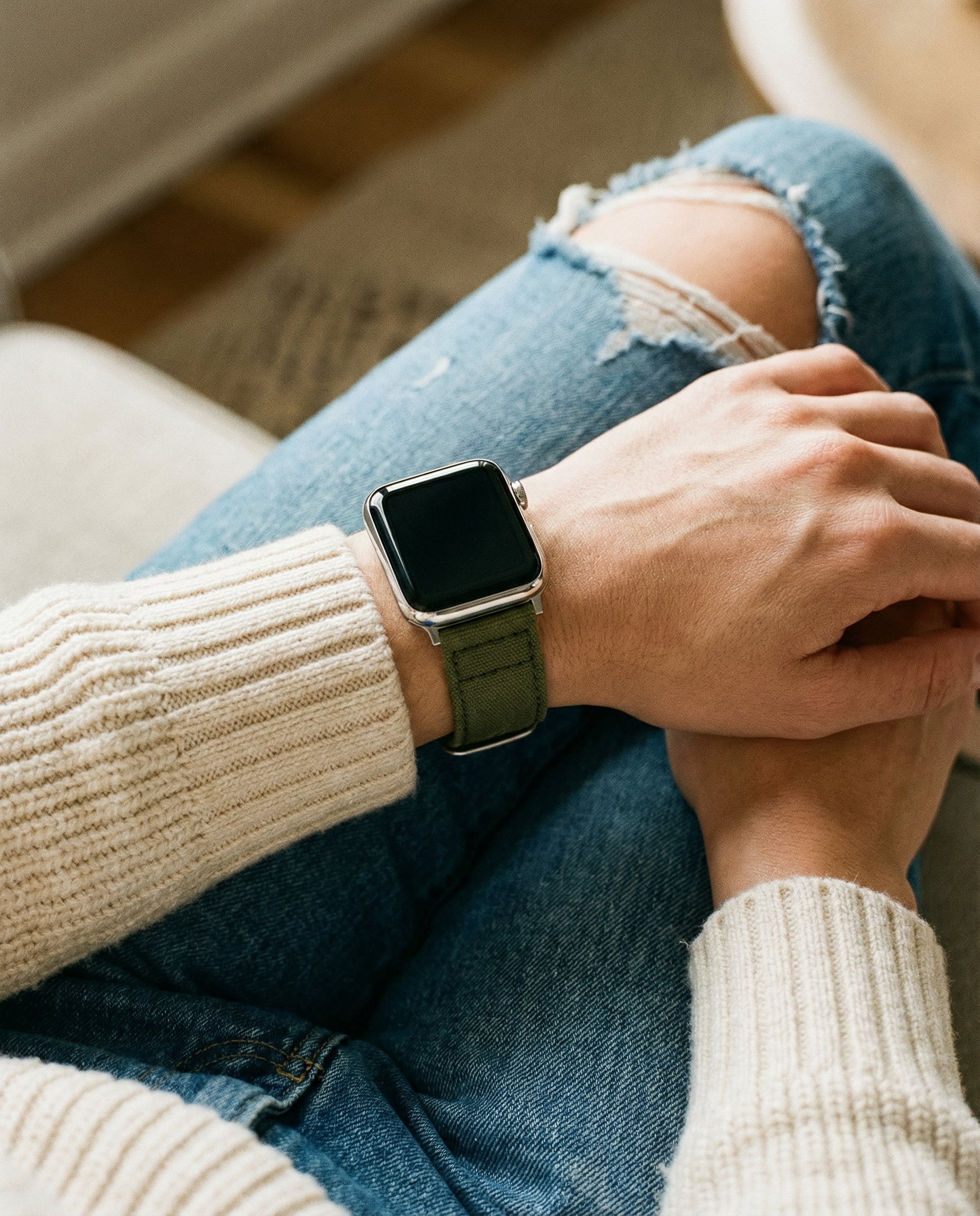 Apple Watch Canvas Army Green Watch Band (Women's)