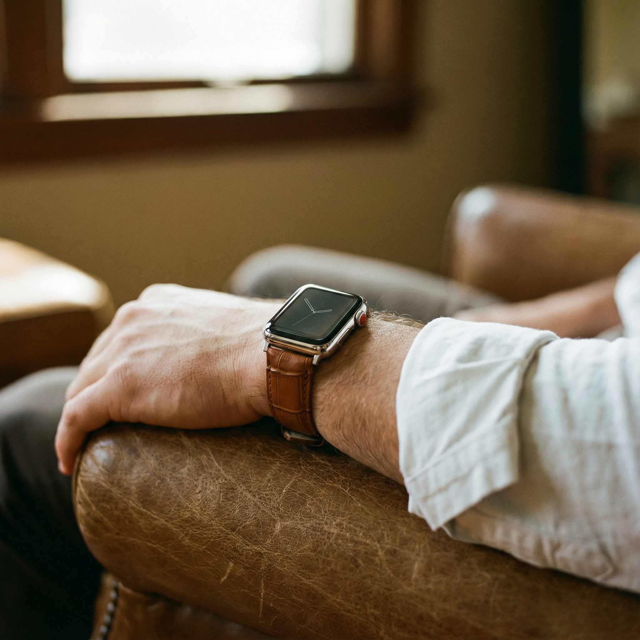 Apple Watch Toffee Brown Alligator Grain Leather Watch Band