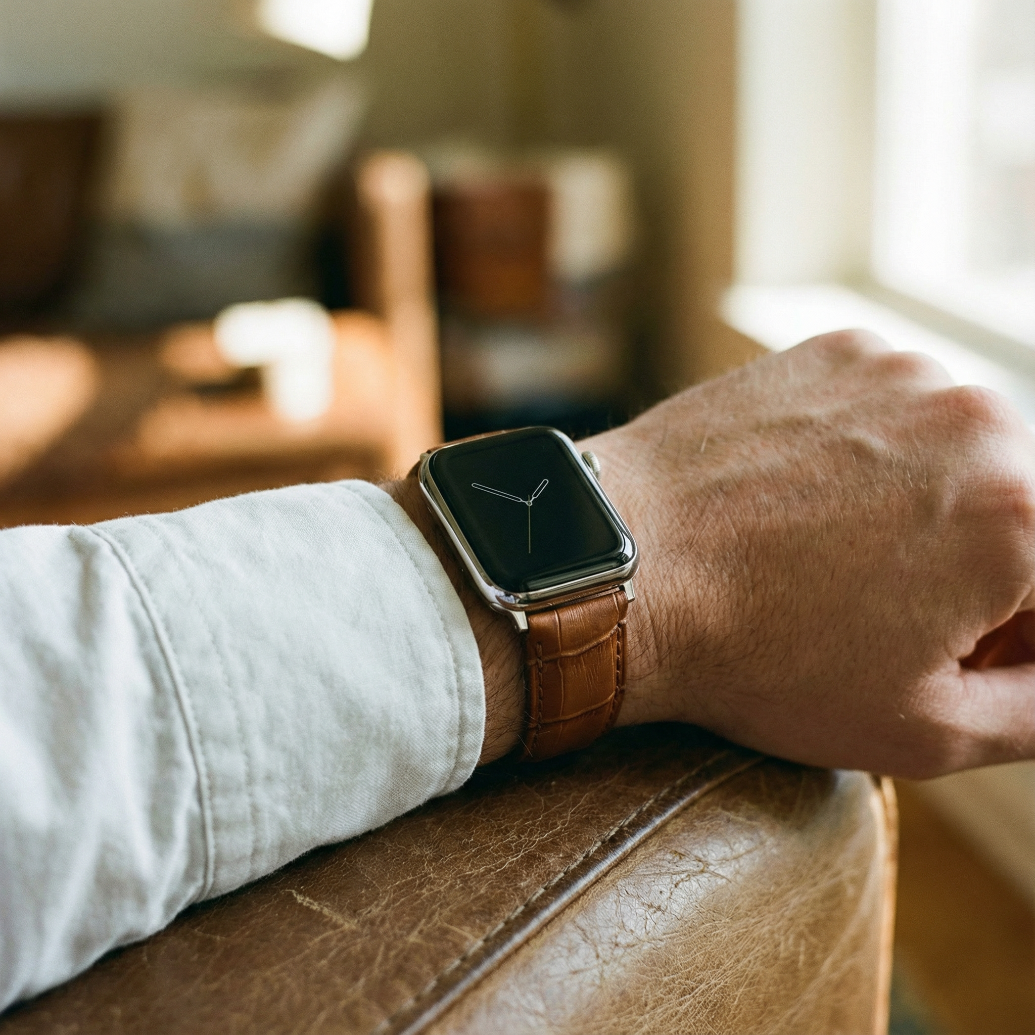 Apple Watch Toffee Brown Alligator Grain Leather Watch Band