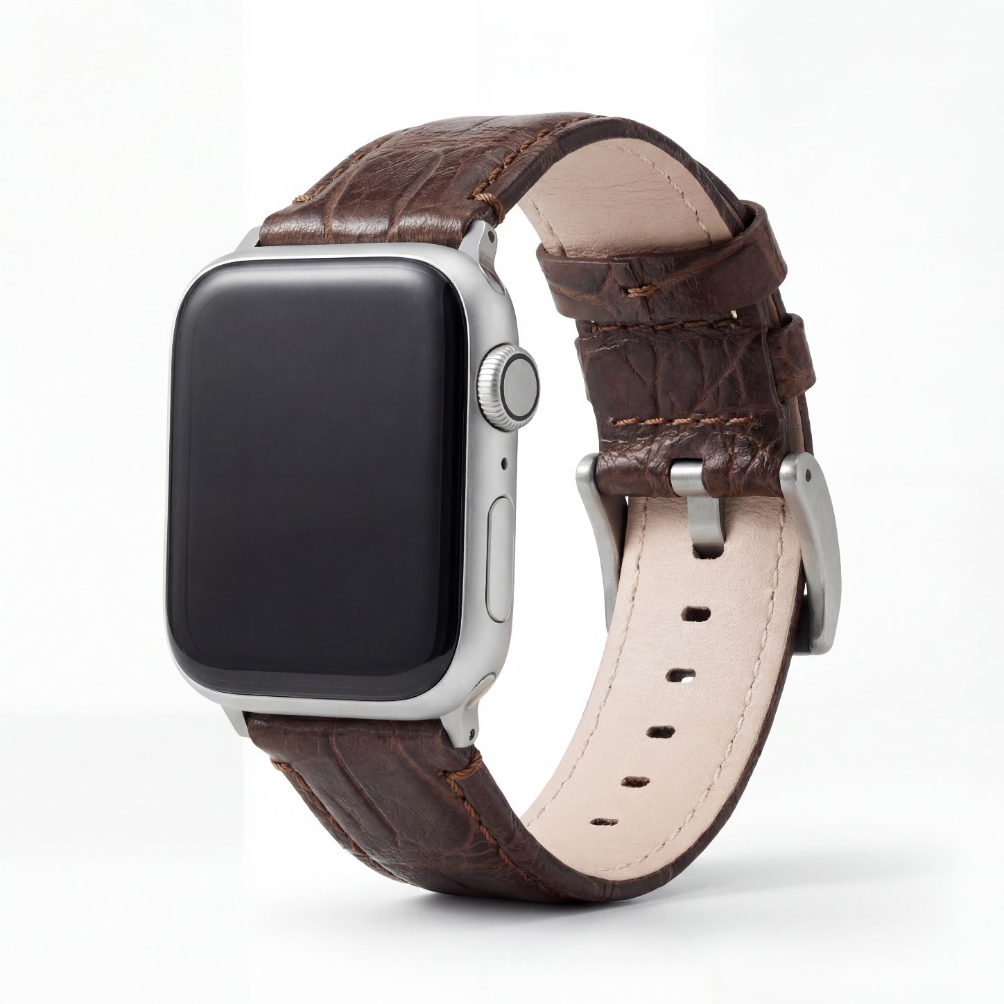 Apple Watch Genuine Alligator Brown Leather Watch Band, Made in USA