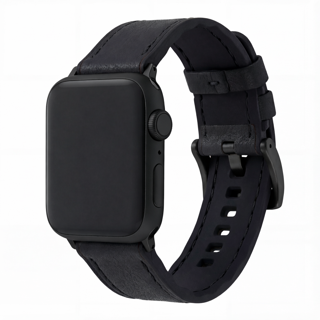 Apple Watch Black Pittards Water Resistant Leather Silicone Base Watch Band
