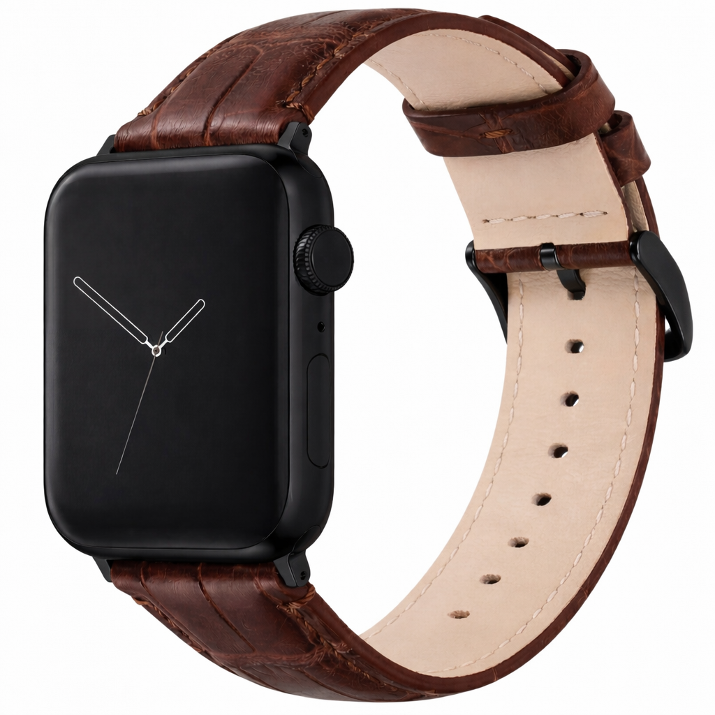 Apple Watch Genuine Alligator Brown Leather Watch Band, Made in USA