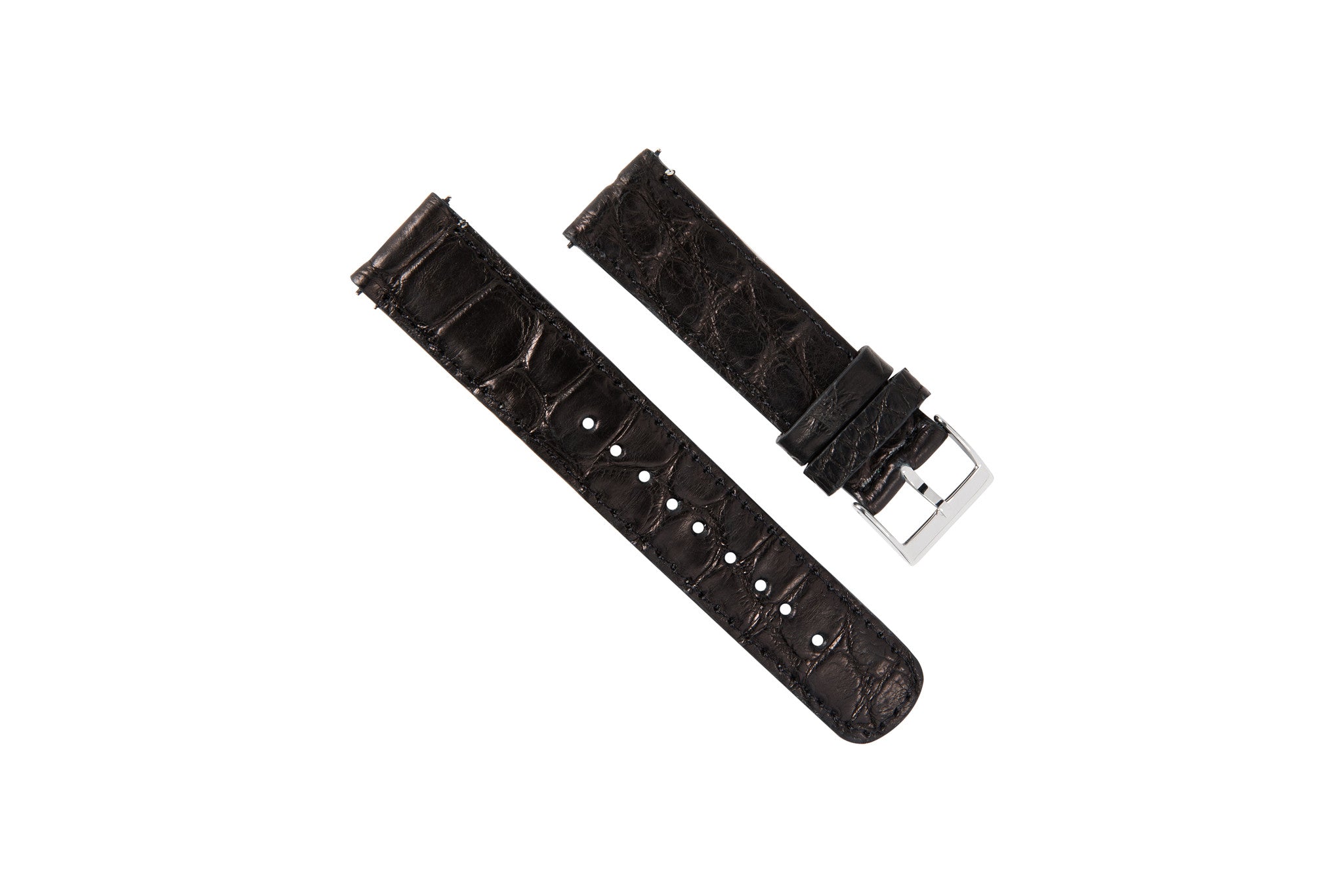 Genuine Alligator Black Leather Watch Band, Made in USA