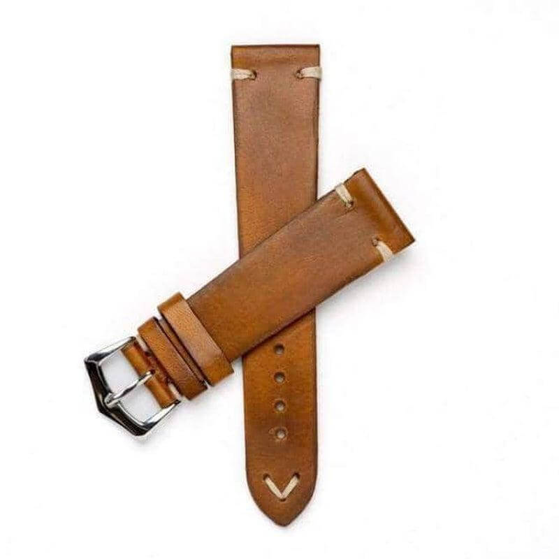 Cognac Vintage Leather Watch Strap - Cognac color
