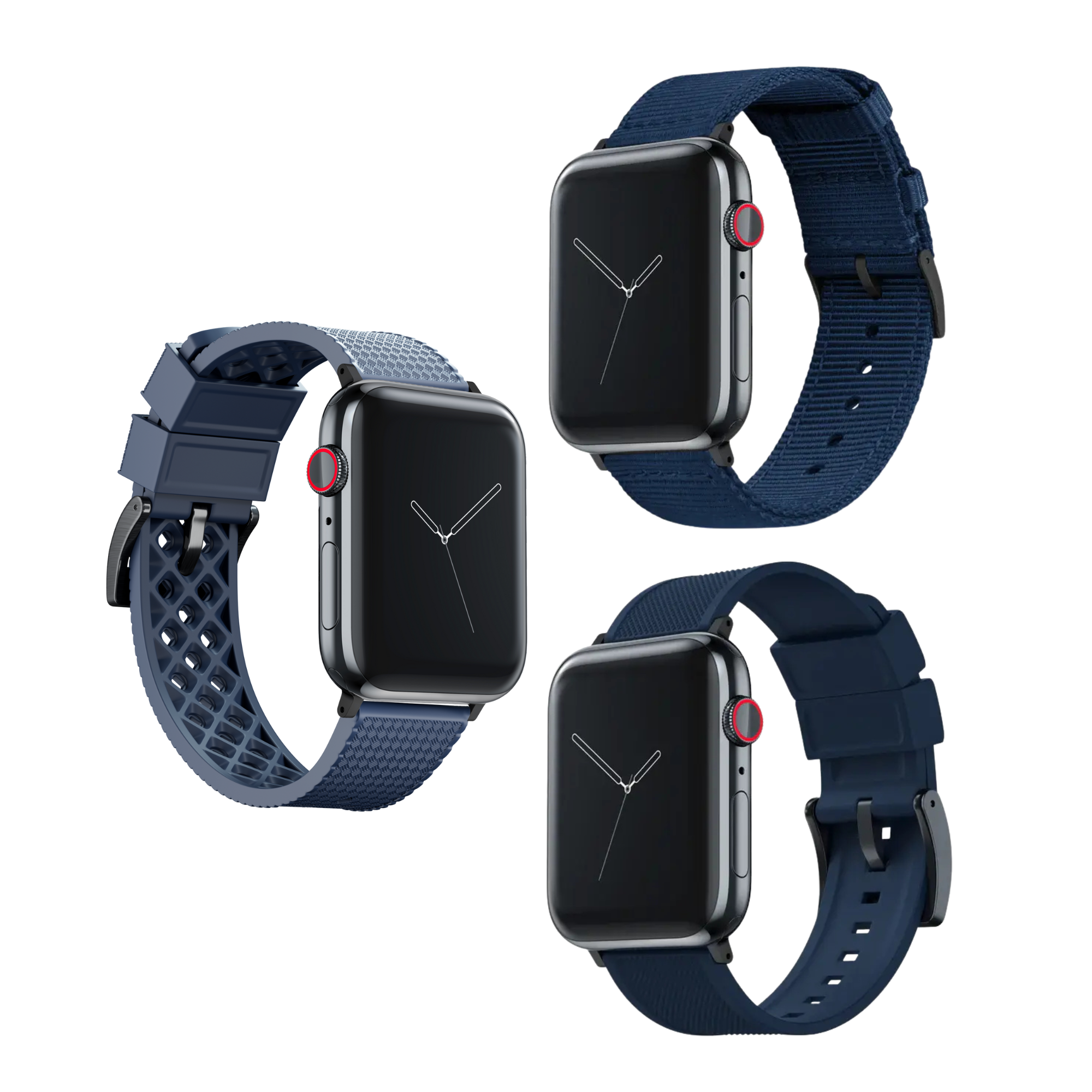 Elite Diver Navy Blue Apple Watch Strap Bundle | 3 Watch Bands