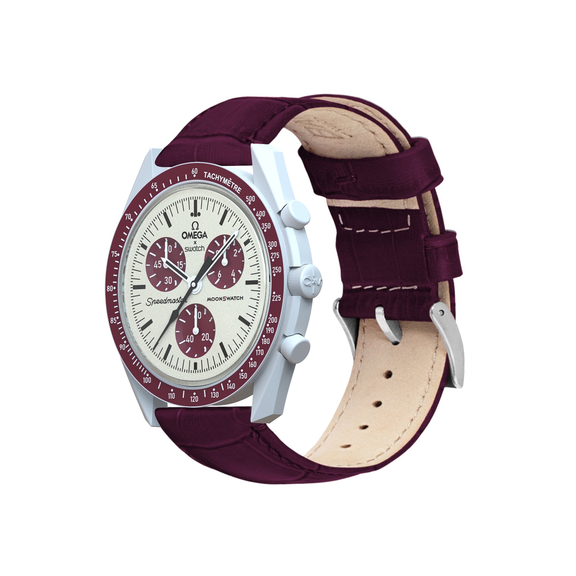 Omega Moonswatch Merlot Alligator Grain Leather Watch Band