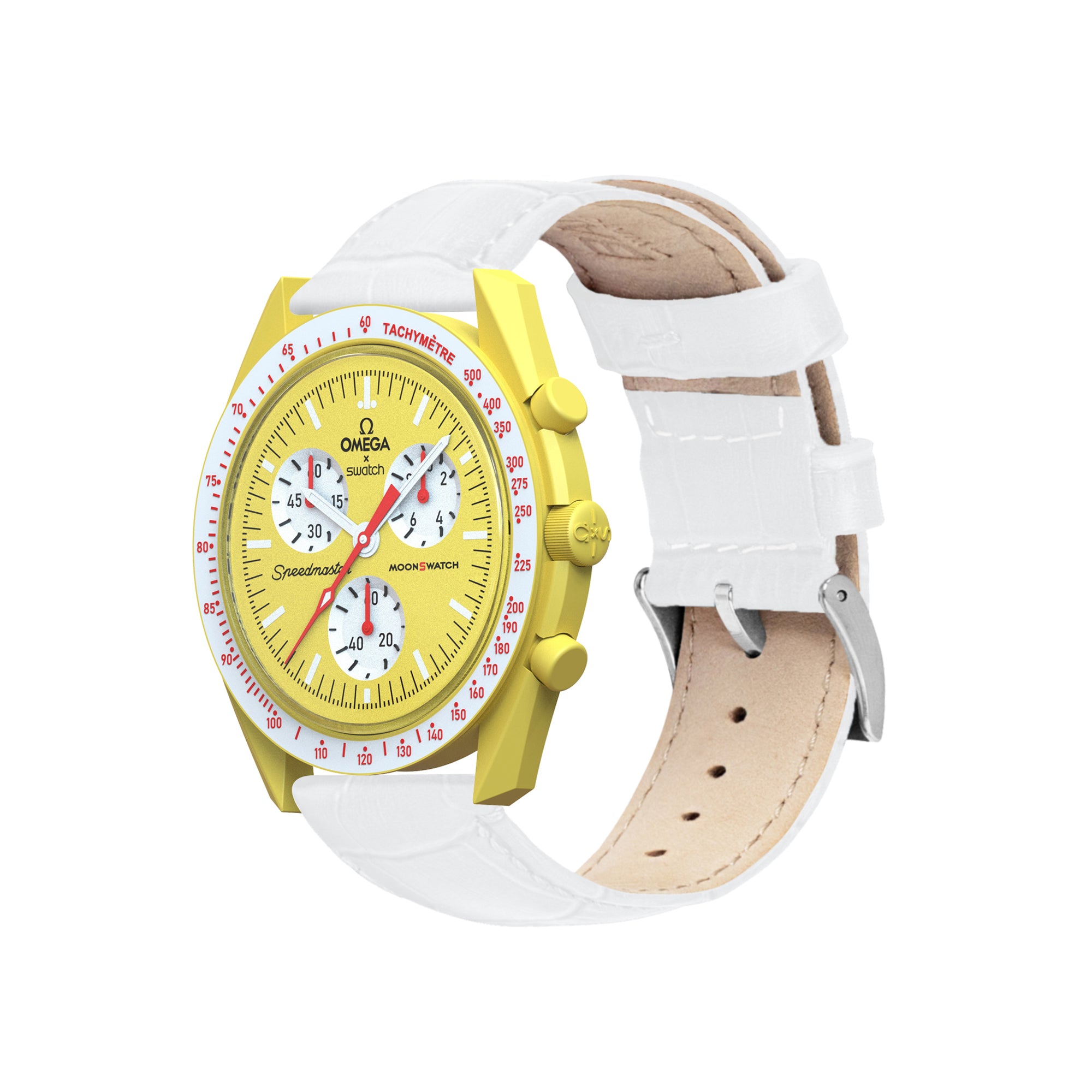 Omega Moonswatch White Alligator Grain Leather Watch Band