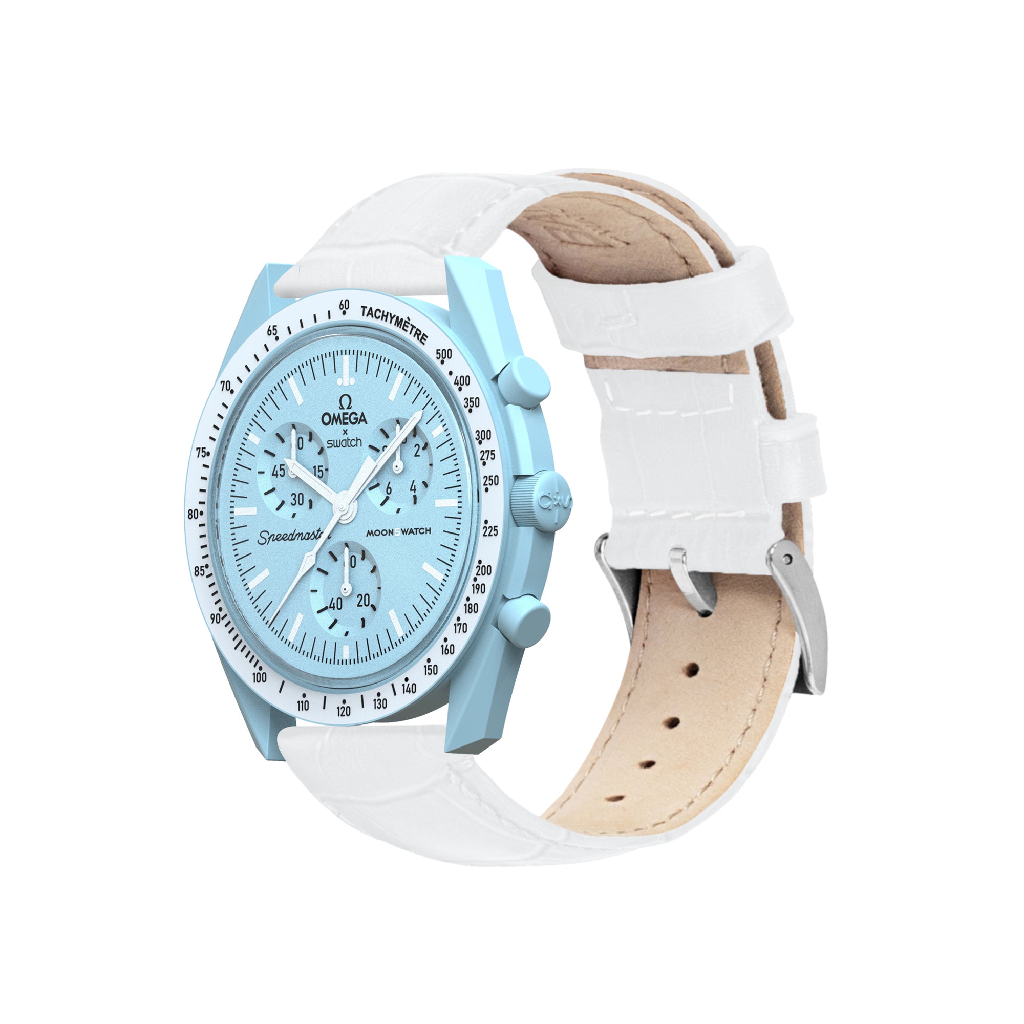 Omega Moonswatch White Alligator Grain Leather Watch Band