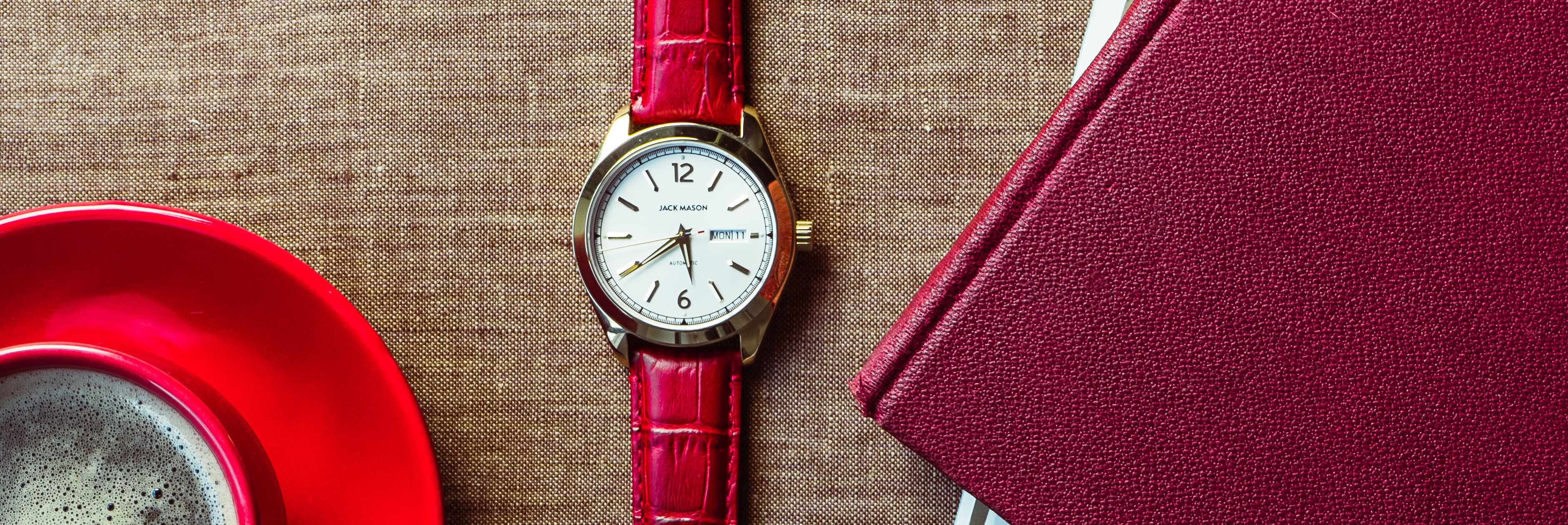 Crimson Red Alligator Grain Leather Watch Band