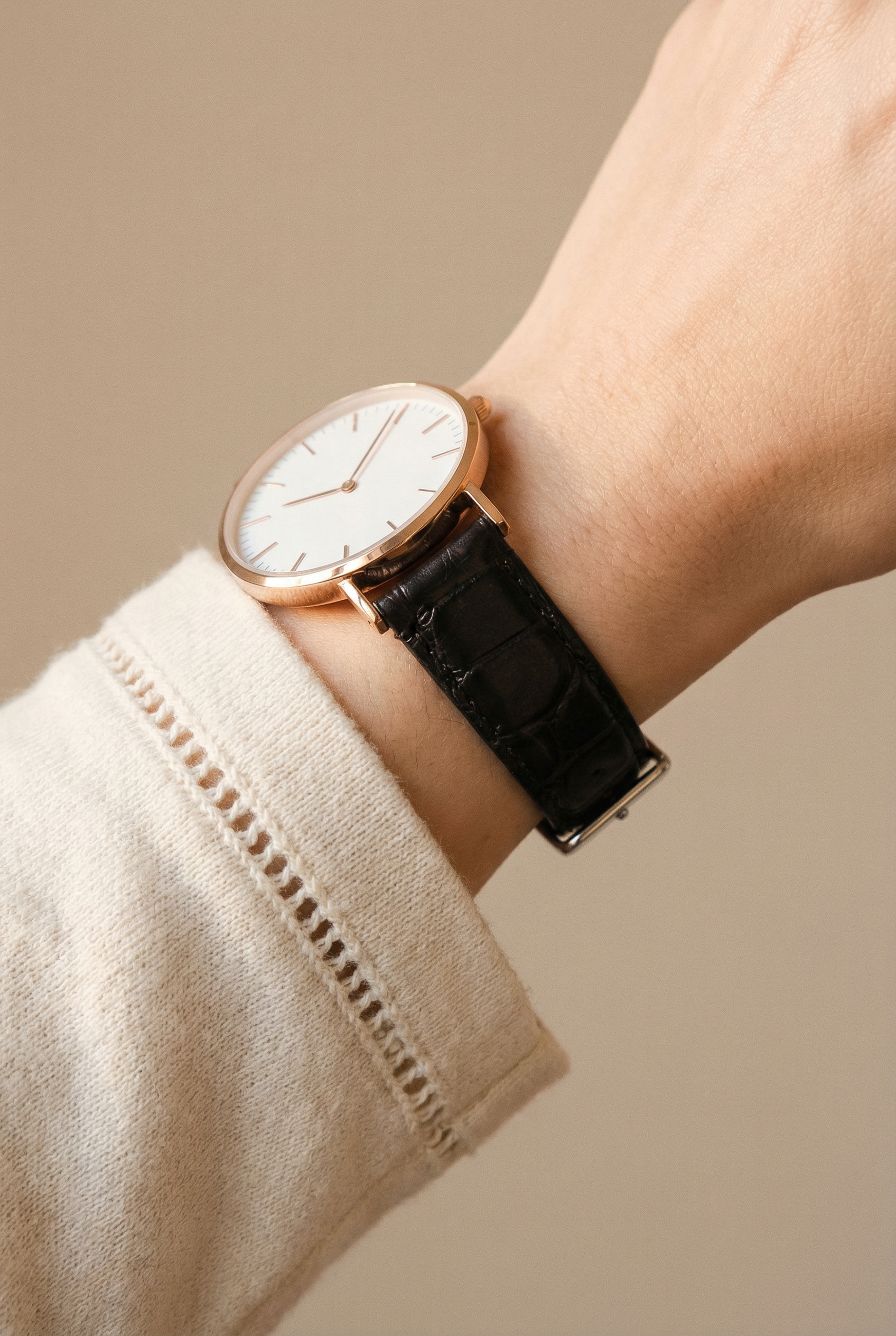 Genuine Alligator Black Leather Watch Band, Made in USA