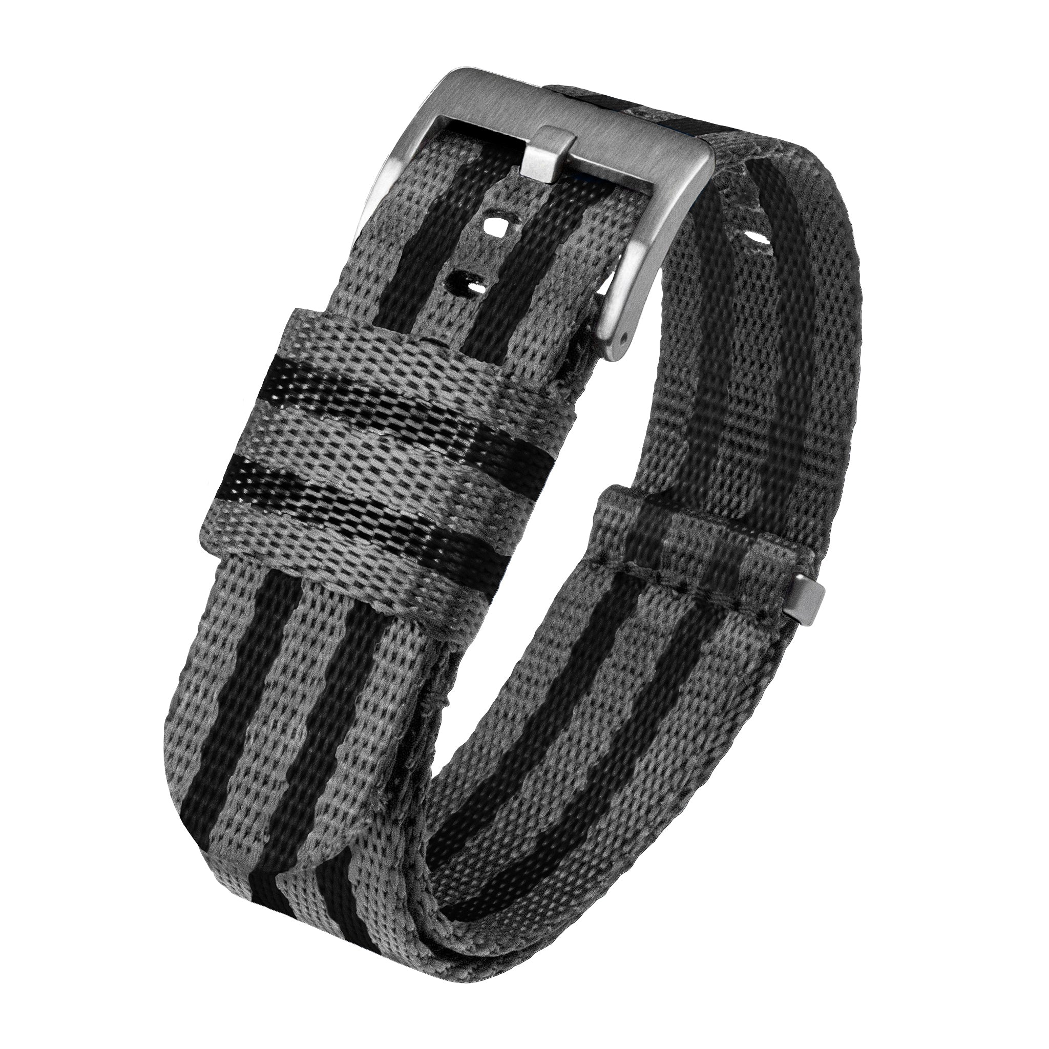 Grey With Black Stripes Elite Nylon NATO® style 18mm & 24mm Watch Band