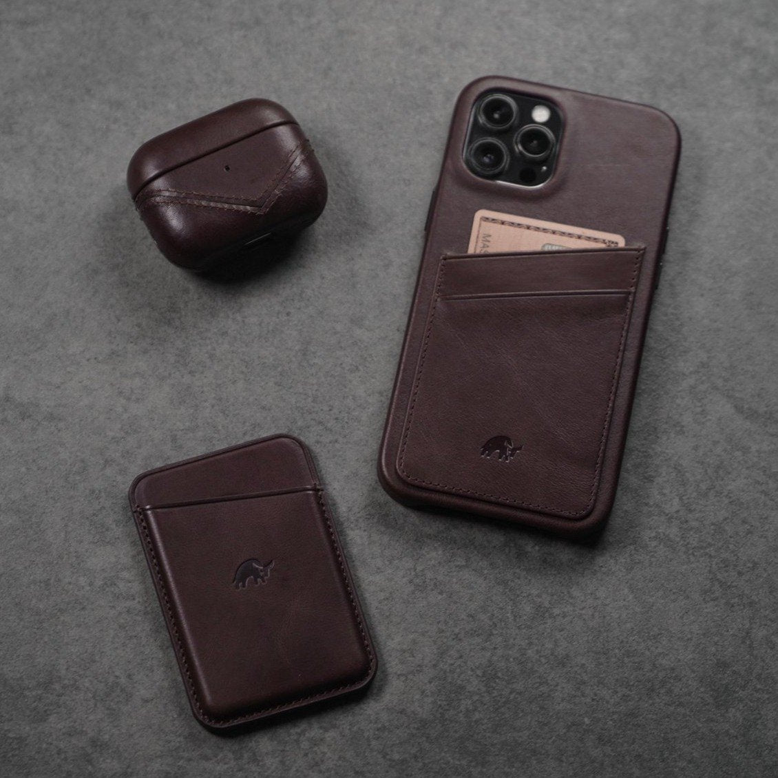 FINAL SALE Leather AirPods Cases - BOURBON