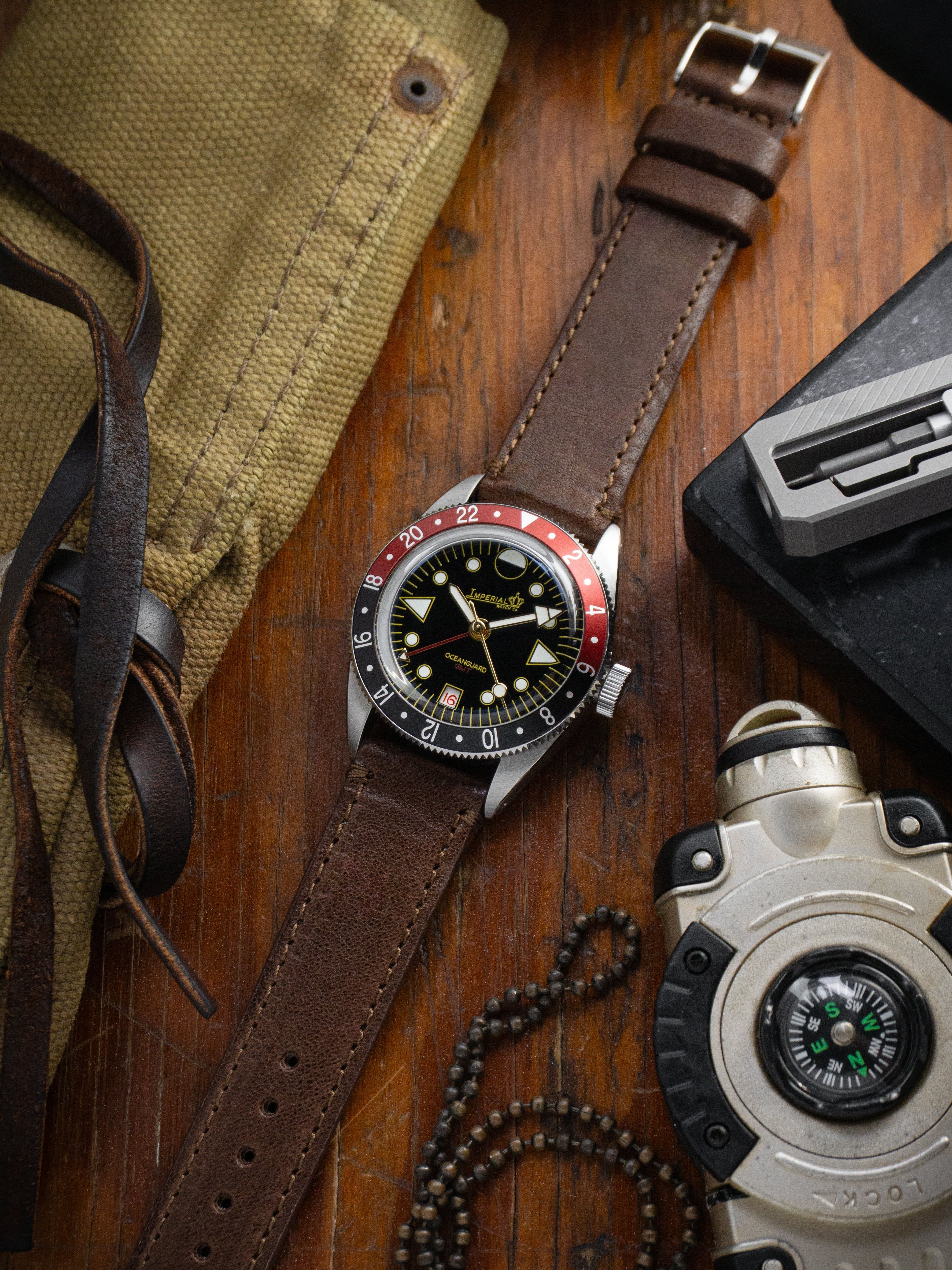 Genuine French Calfskin Brown Leather Watch Band, Crafted in the USA - Tudor Black Bay 58 & Pro (20mm)