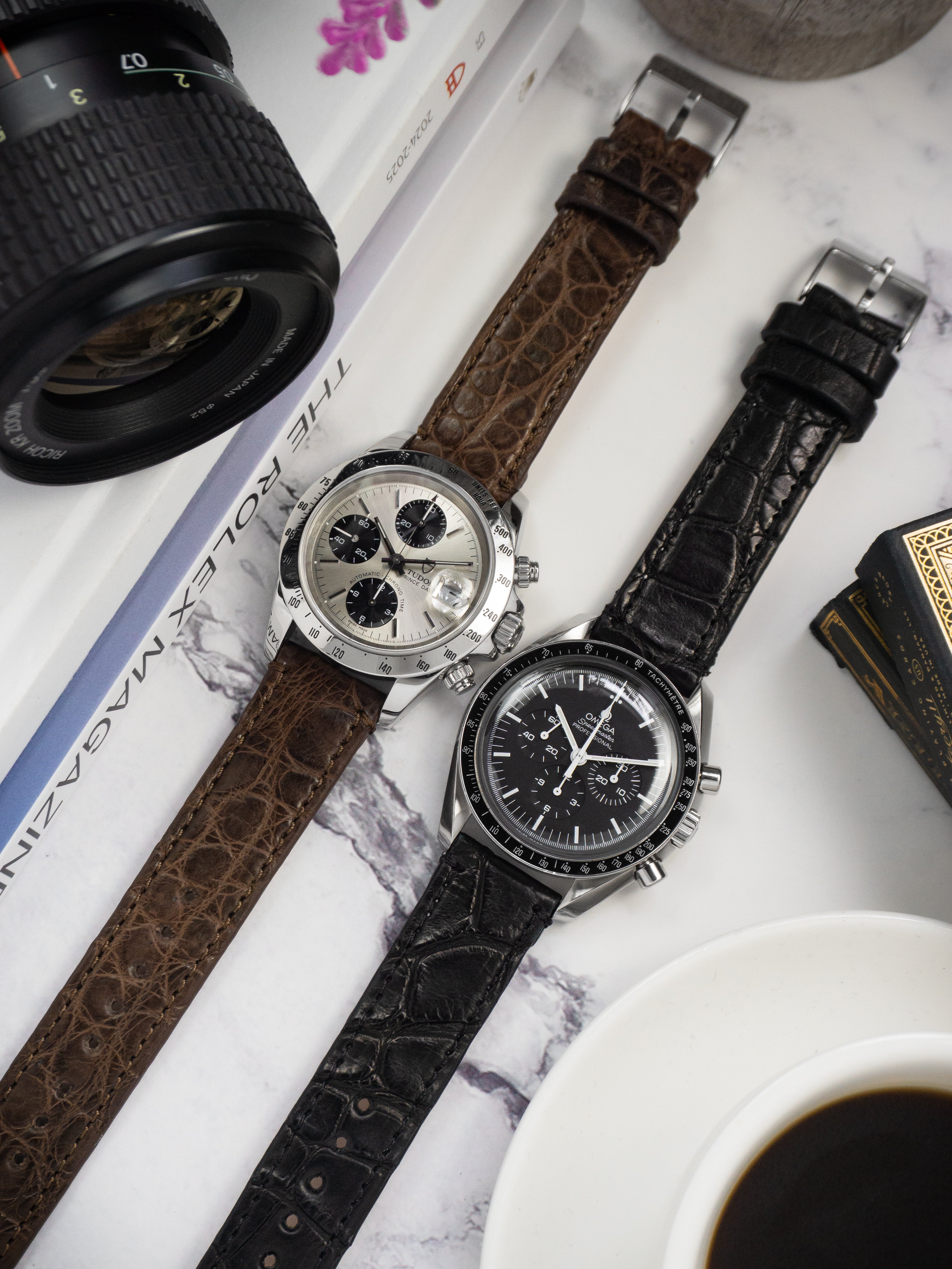 Genuine Alligator Brown Leather Watch Band, Made in USA - Tudor Black Bay 58 & Pro (20mm)