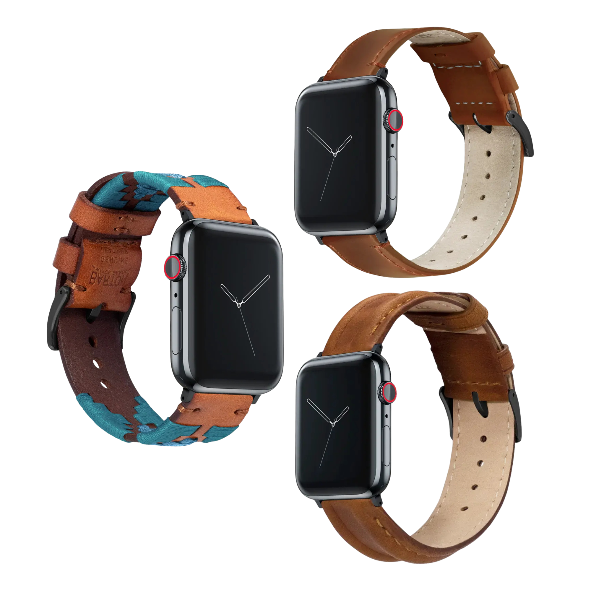 Maverick Apple Watch Brown Leather Strap Bundle | 3 Watch Bands