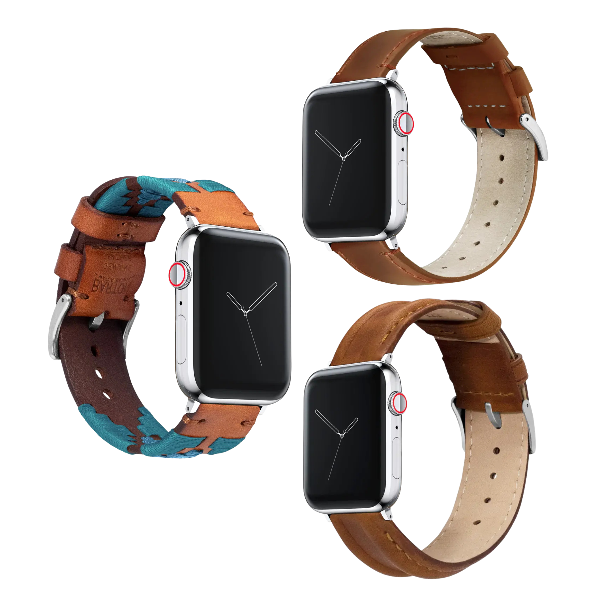 Maverick Apple Watch Brown Leather Strap Bundle | 3 Watch Bands