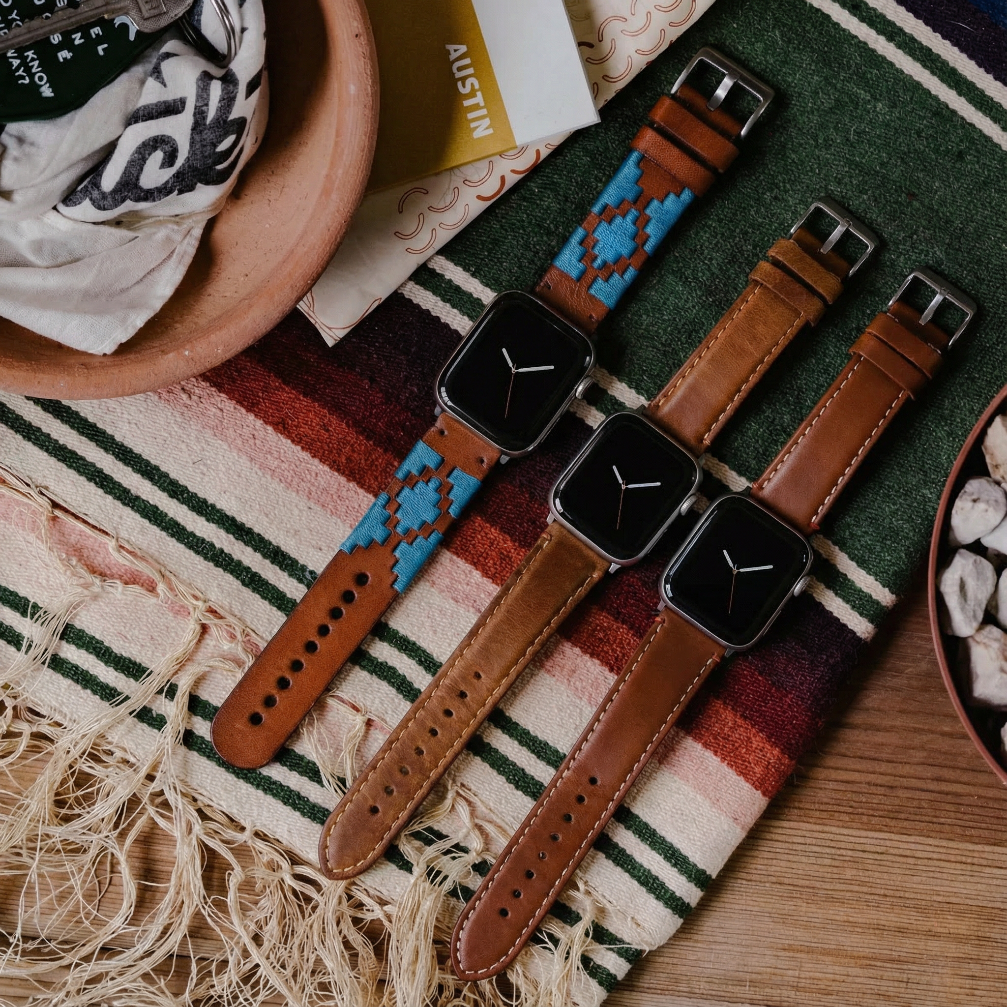 Maverick Apple Watch Brown Leather Strap Bundle | 3 Watch Bands