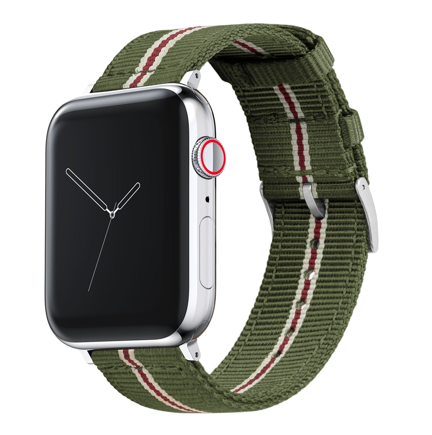 Apple Watch | Two-piece NATO style | Army Green & Crimson - Barton Watch Bands