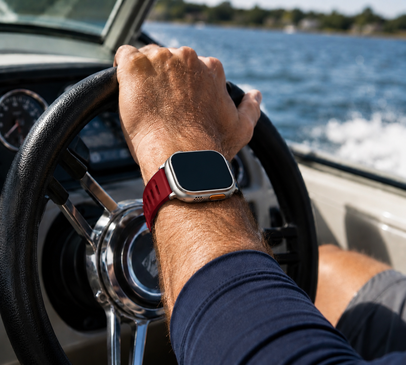 Apple Watch Active FKM Rubber Burgundy Red Watch Band