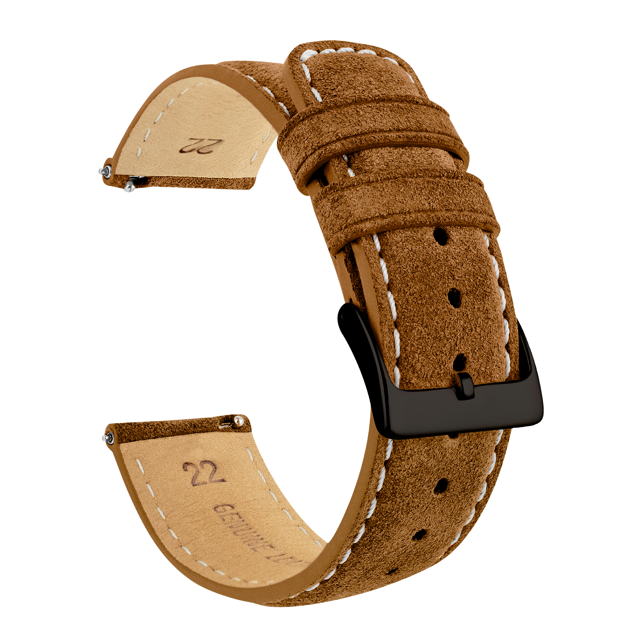 Polar Grit X & Vantage Cognac Brown Leather Beige Stitching Watch Band