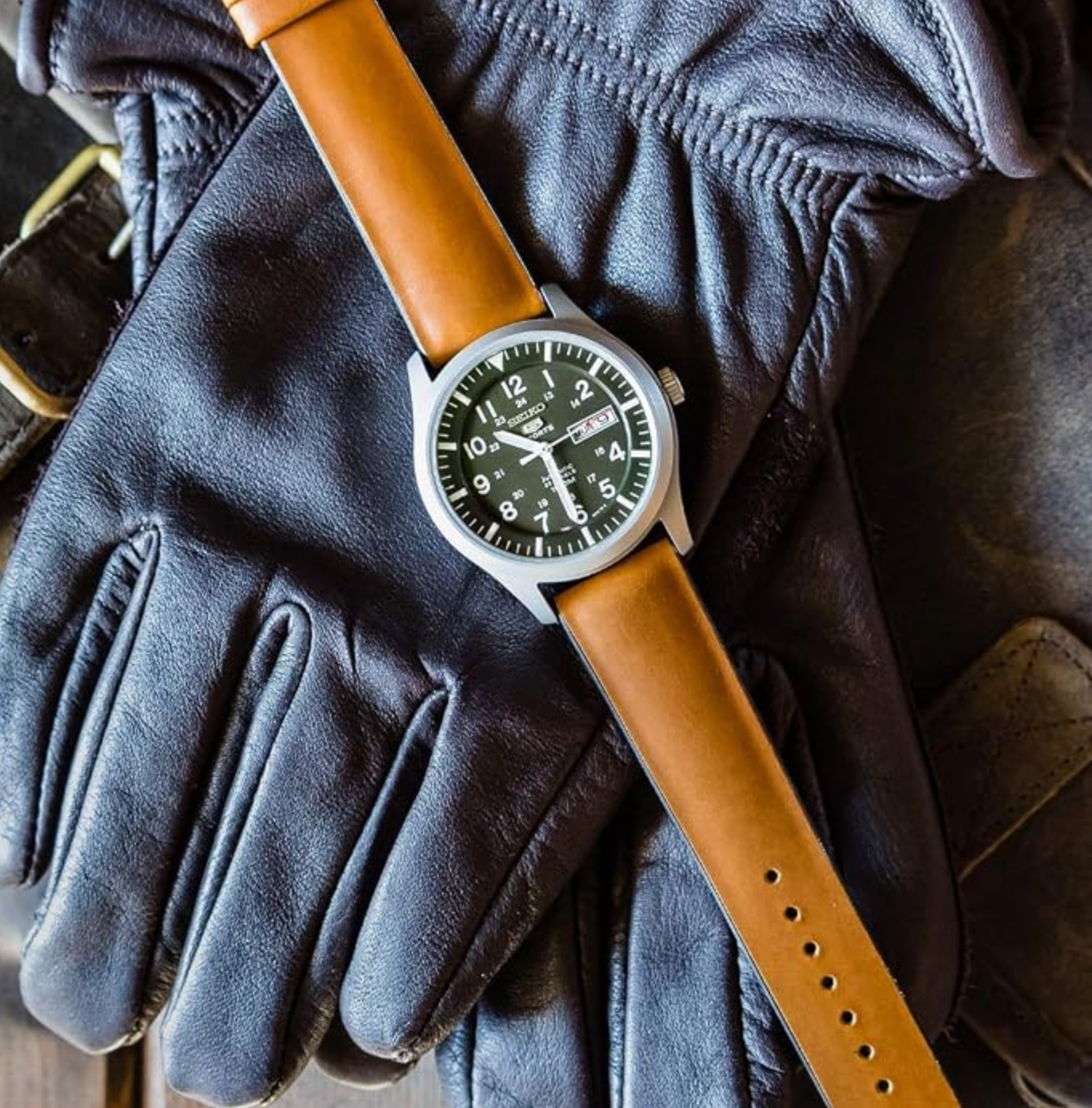 Cedar Brown Leather And Rubber Hybrid Watch Band