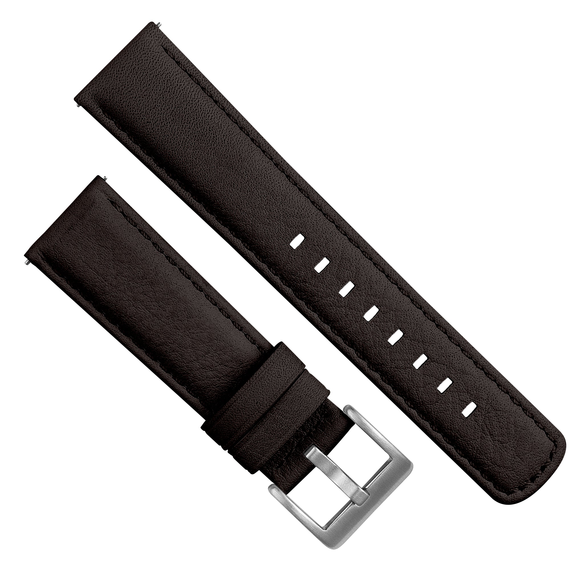 Dark Brown Water Resistant Leather Brown Stitching Watch Band