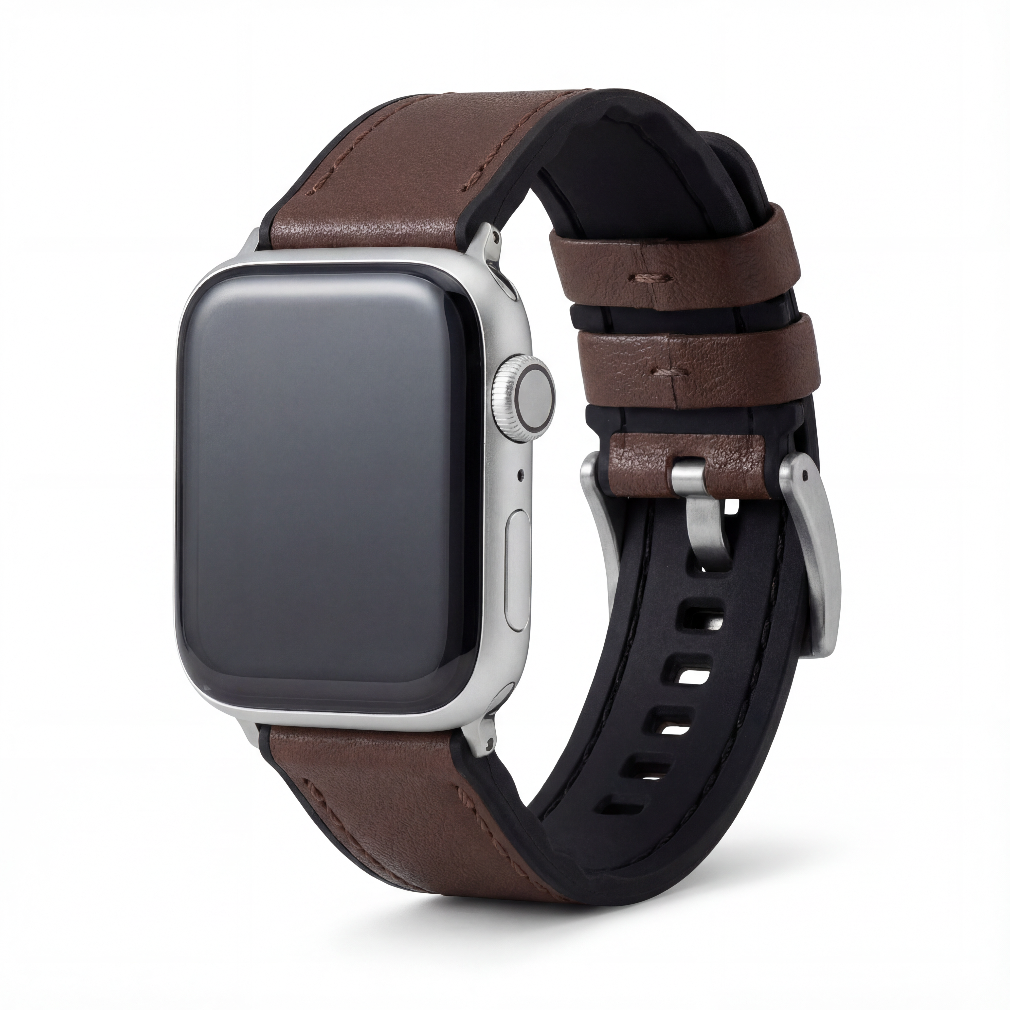 Apple Watch Dark Brown Water Resistant Leather Silicone Base Watch Band