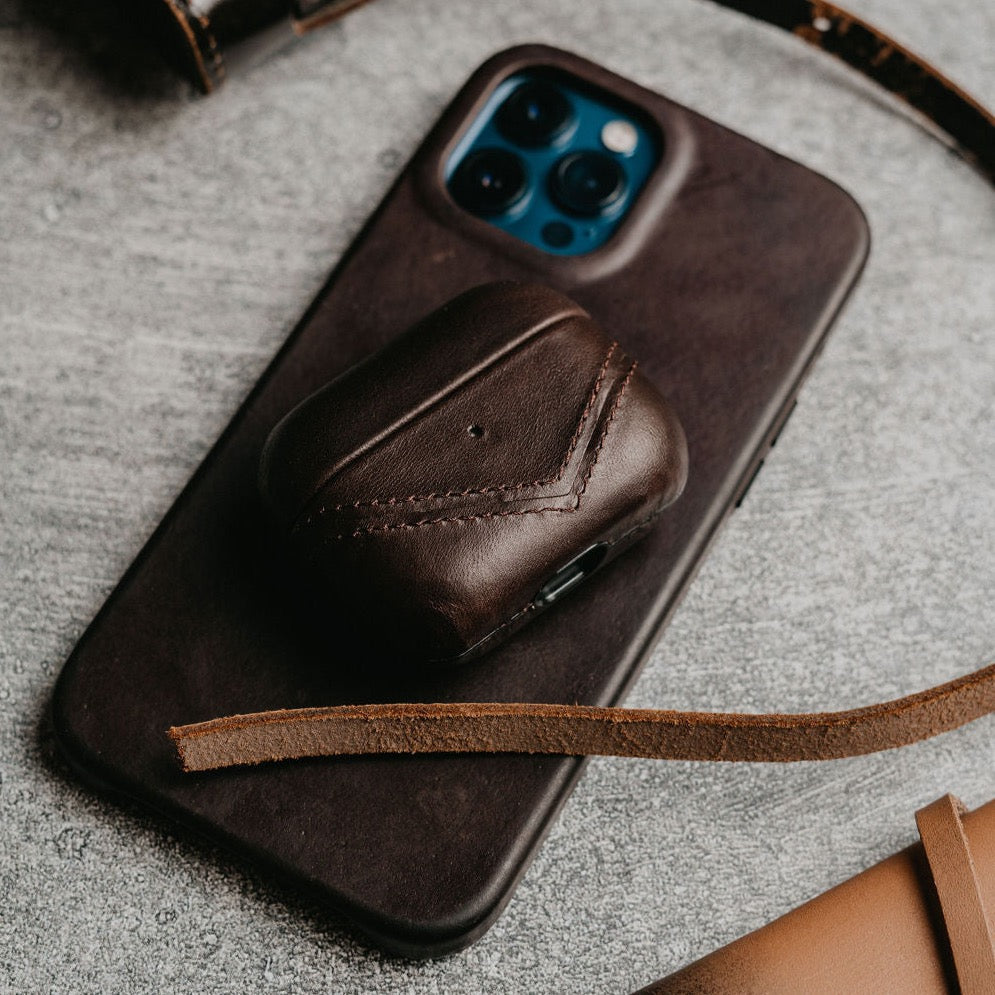 FINAL SALE Leather AirPods Cases - BOURBON