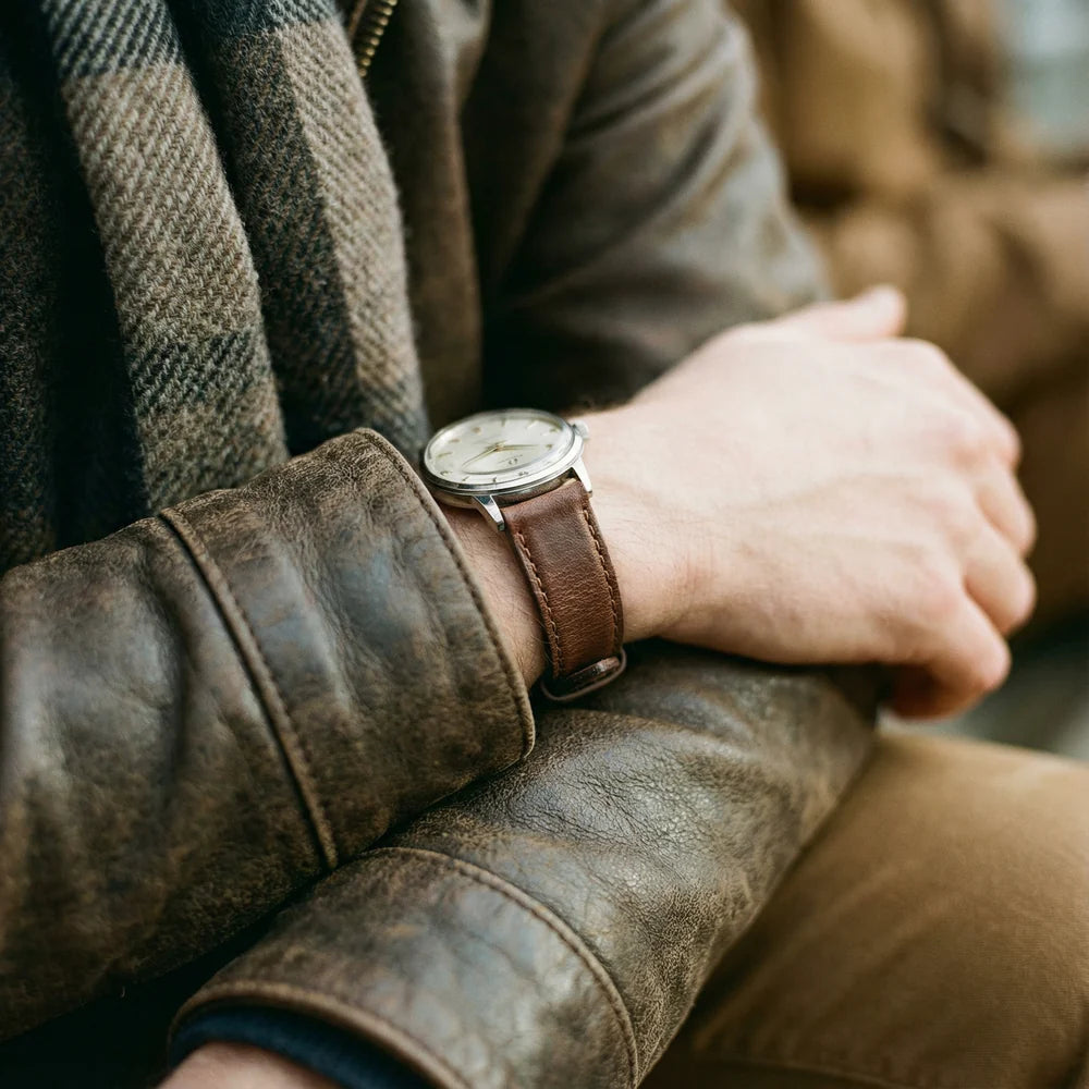 Apple Watch Genuine French Calfskin Brown Leather Watch Band, Crafted in the USA