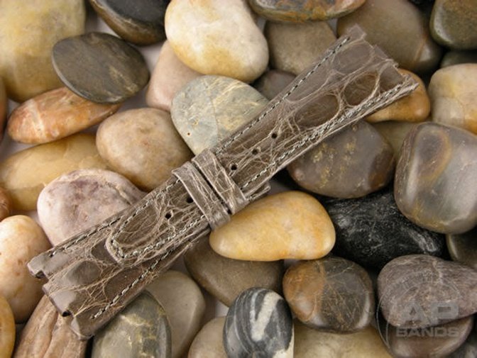 Prototipo Vintage Brown Grey Crocodile Leather Strap For Audemars Piguet Royal Oak