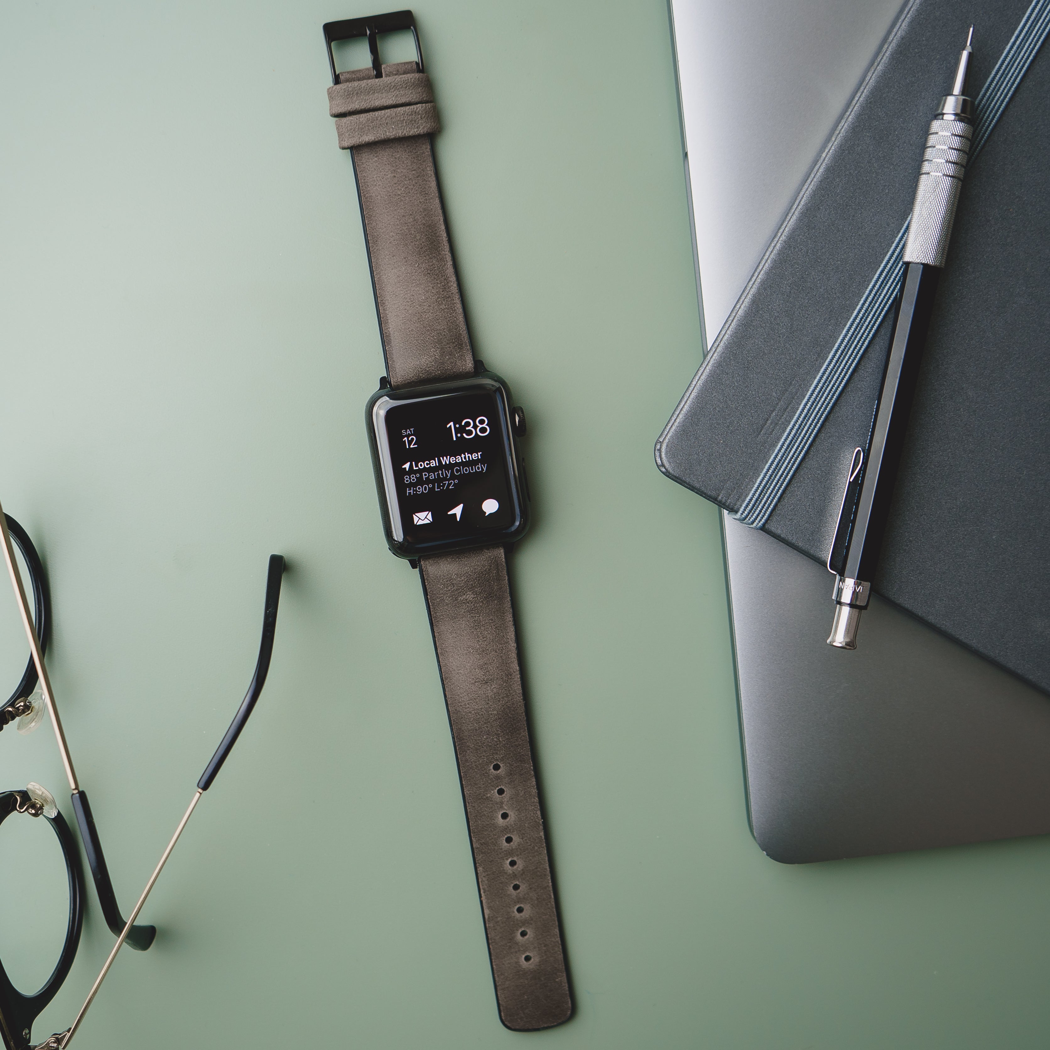 Apple Watch | Smoke Leather and Rubber Hybrid - Barton Watch Bands