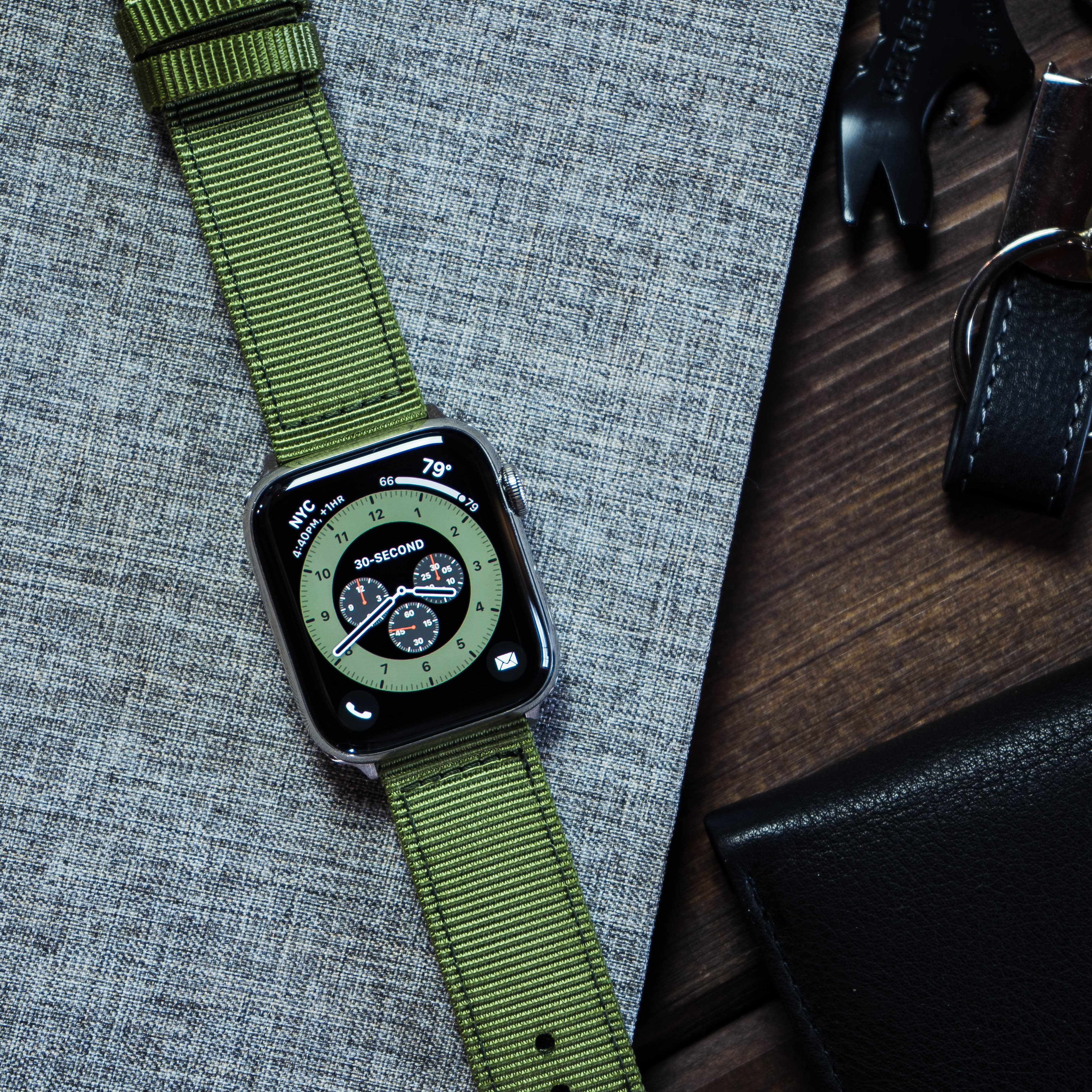 Apple Watch | Two-piece NATO style | Army Green - Barton Watch Bands