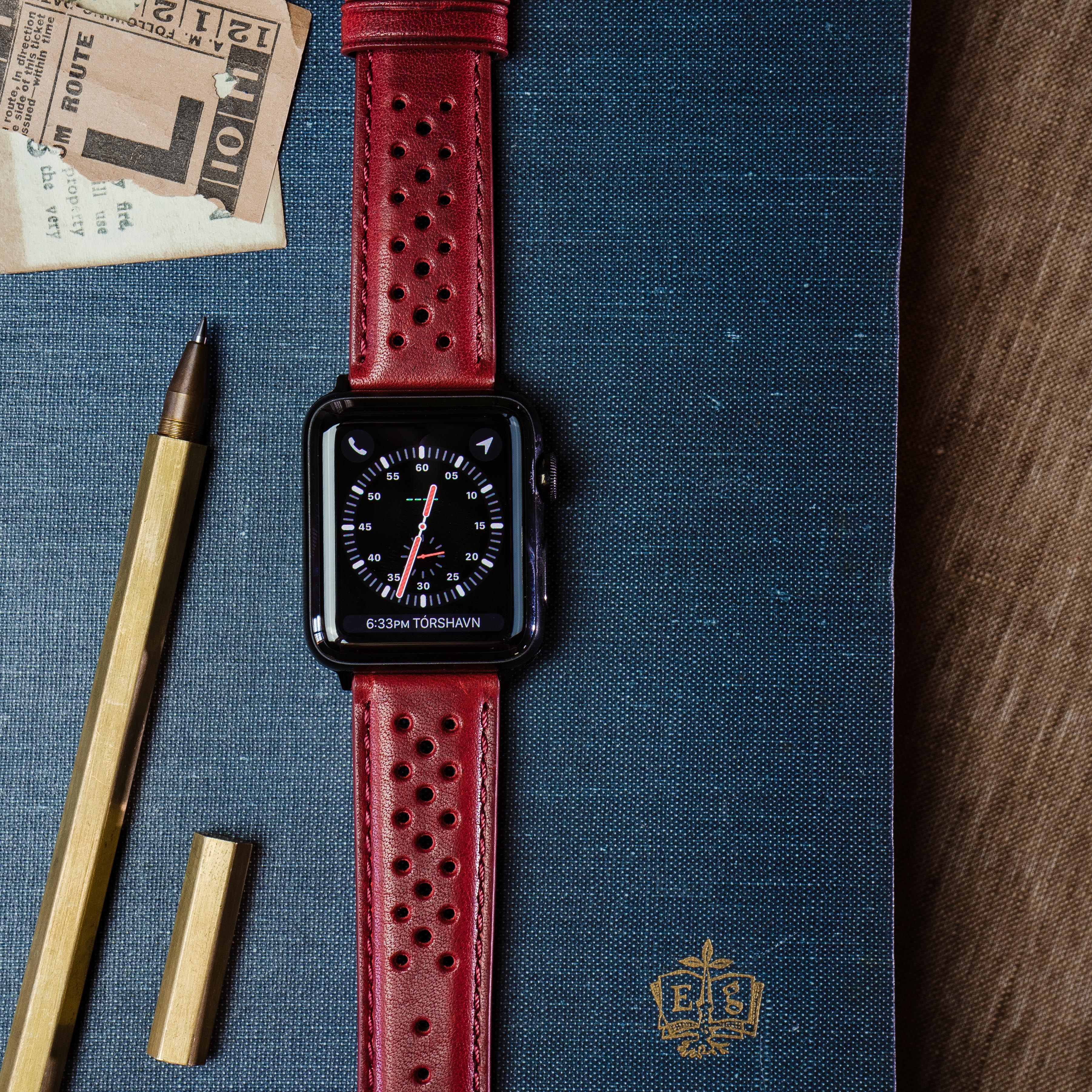 Apple Watch | Crimson Red Racing Horween Leather - Barton Watch Bands