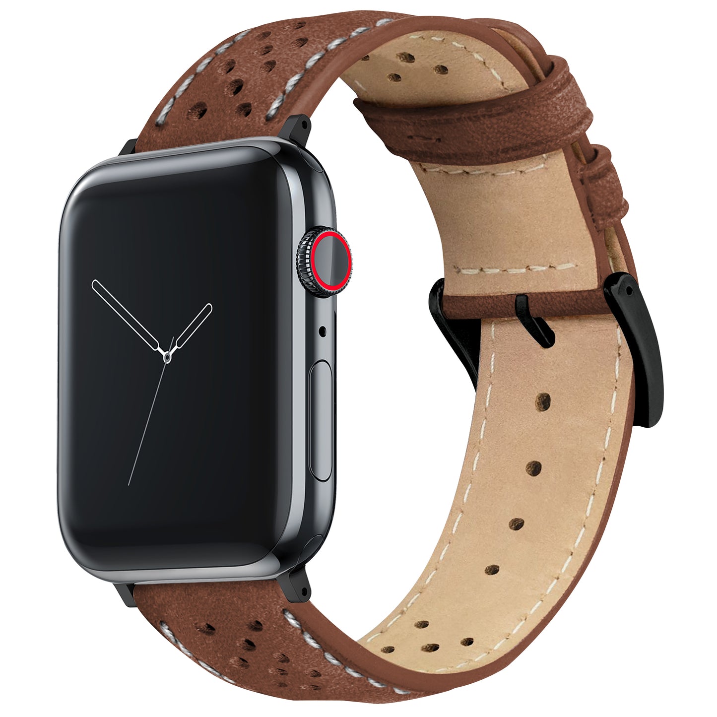 Apple Watch Caramel Brown Linen Stitch Racing Horween Leather Watch Band