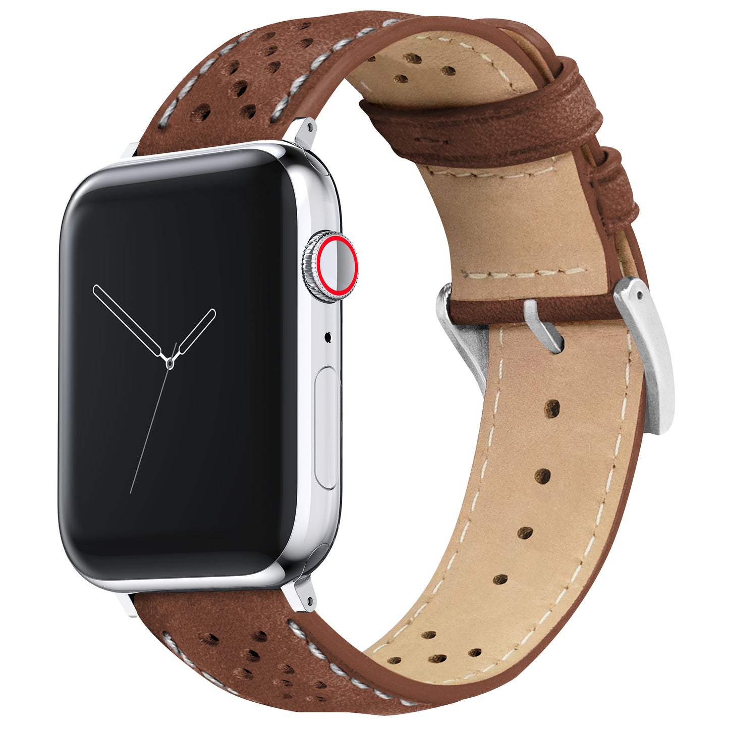 Apple Watch Caramel Brown Linen Stitch Racing Horween Leather Watch Band