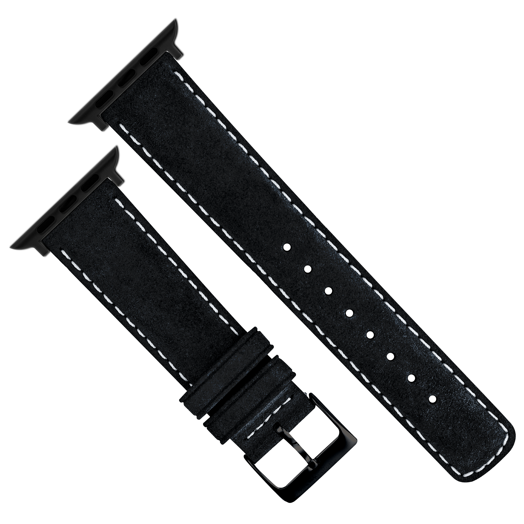 Apple Watch | Black Suede & Linen White Stitching - Barton Watch Bands