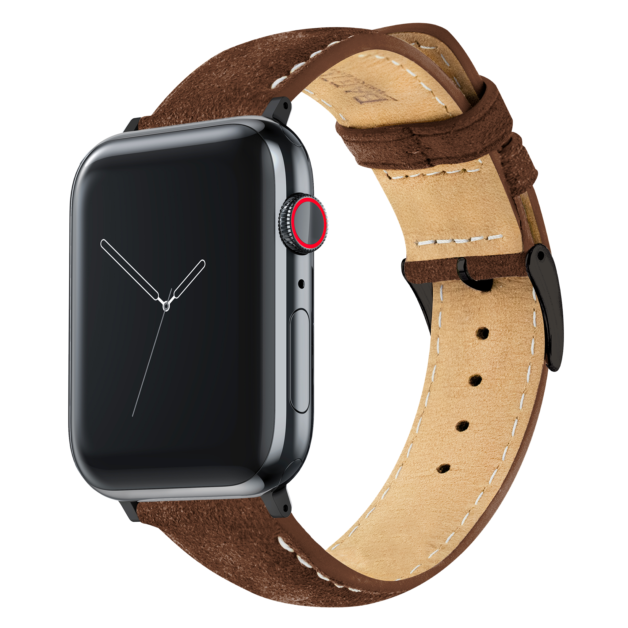 Apple Watch | Chocolate Brown Suede & Linen White Stitching - Barton Watch Bands