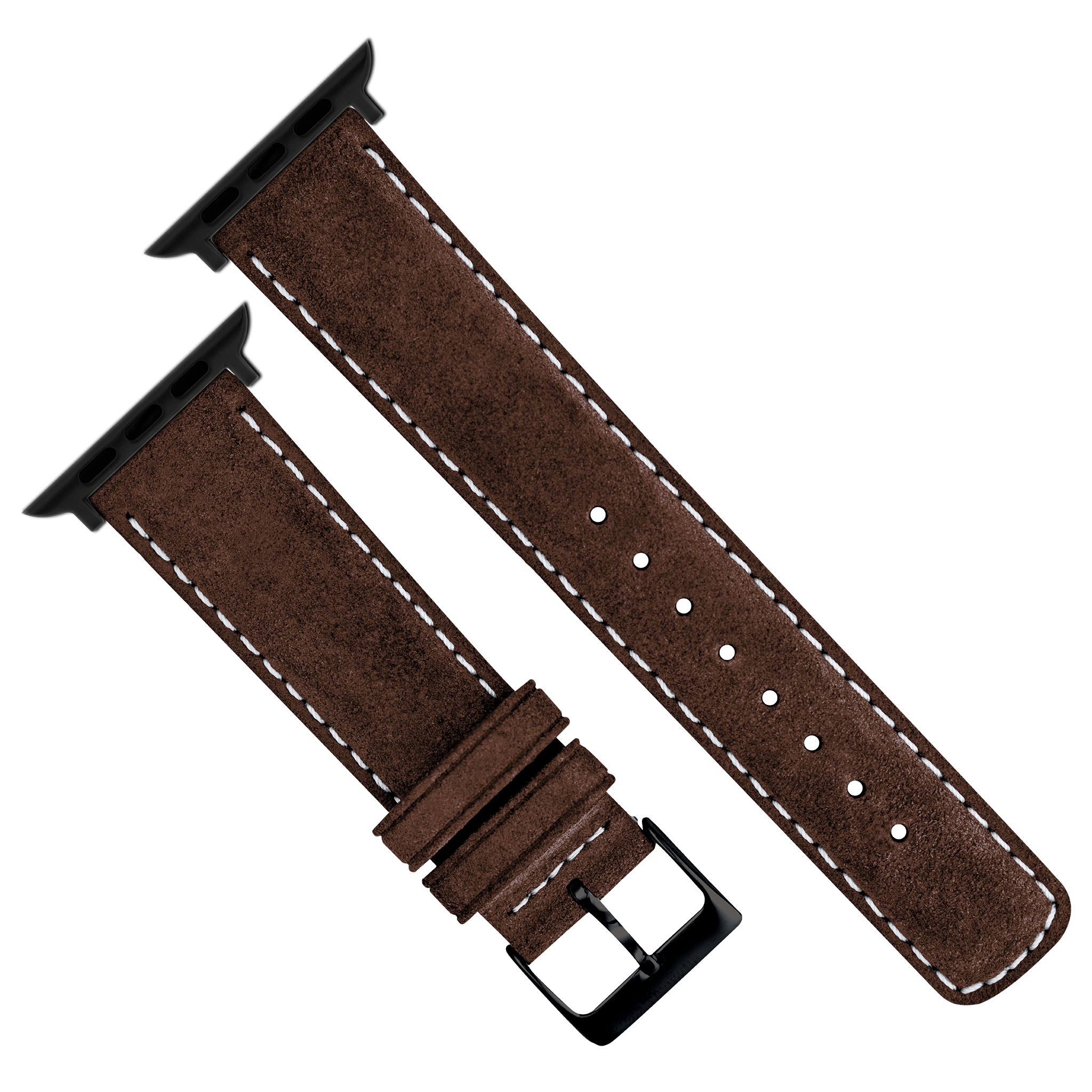 Apple Watch | Chocolate Brown Suede & Linen White Stitching - Barton Watch Bands