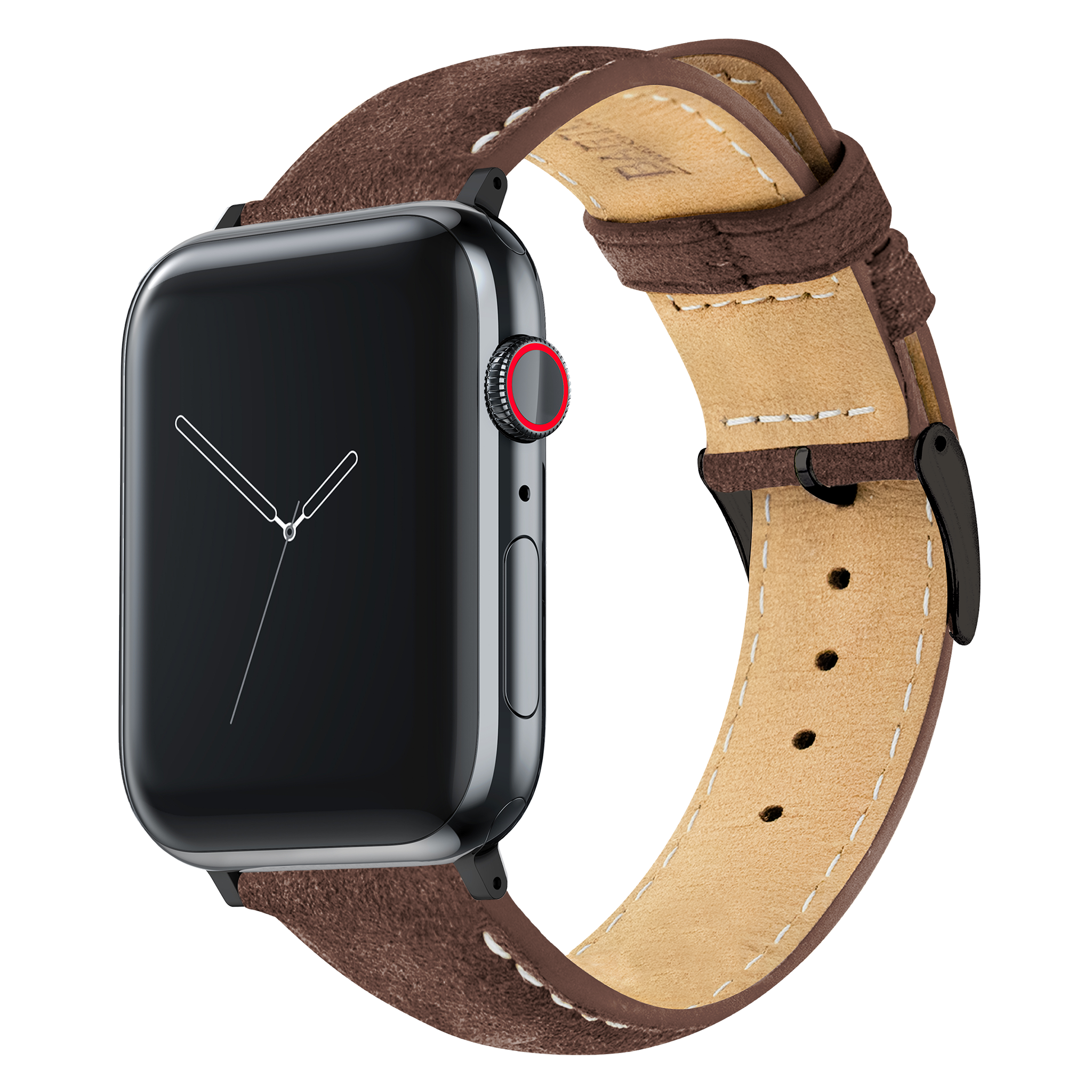 Apple Watch | Root Brown Suede & Linen White Stitching - Barton Watch Bands