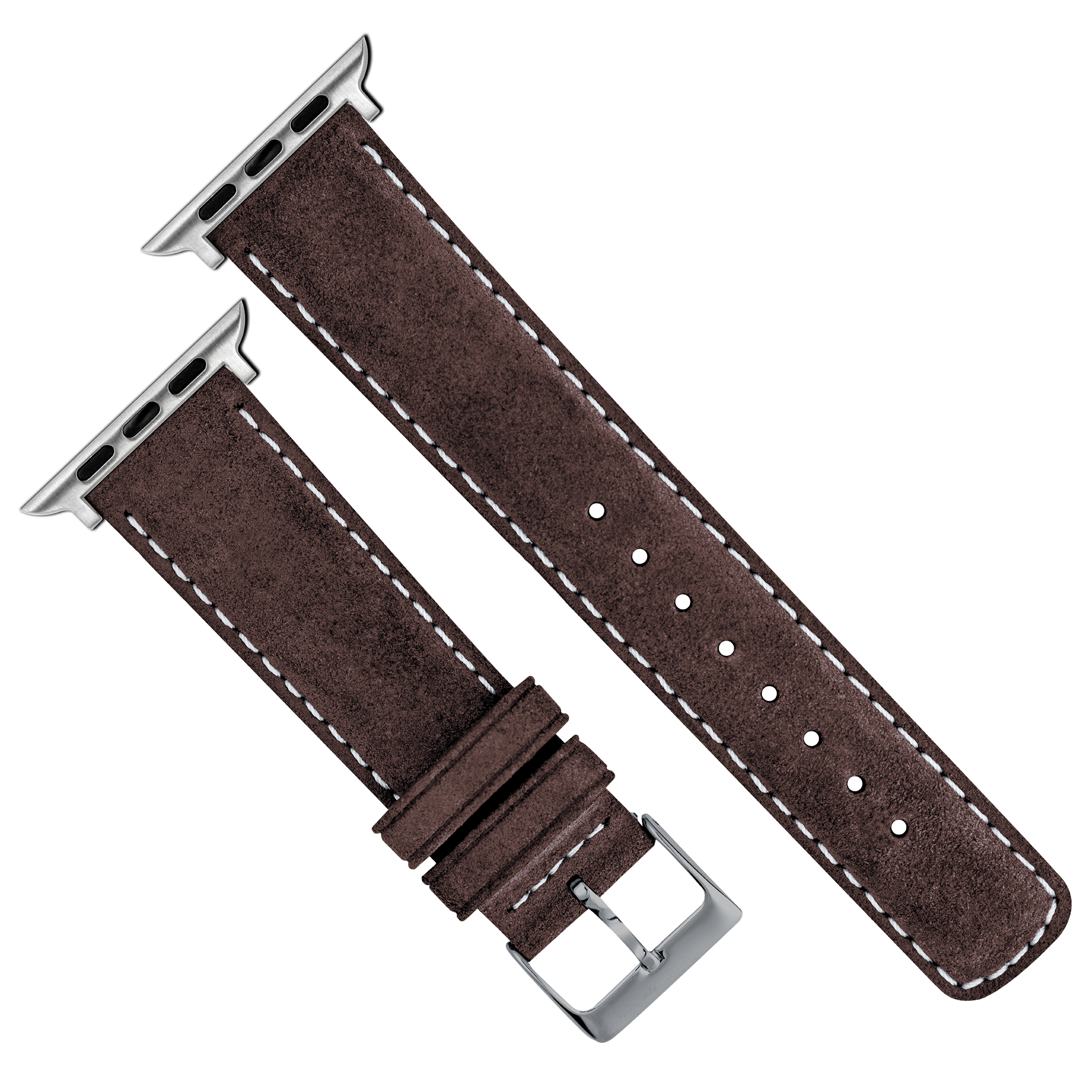 Apple Watch | Root Brown Suede & Linen White Stitching - Barton Watch Bands